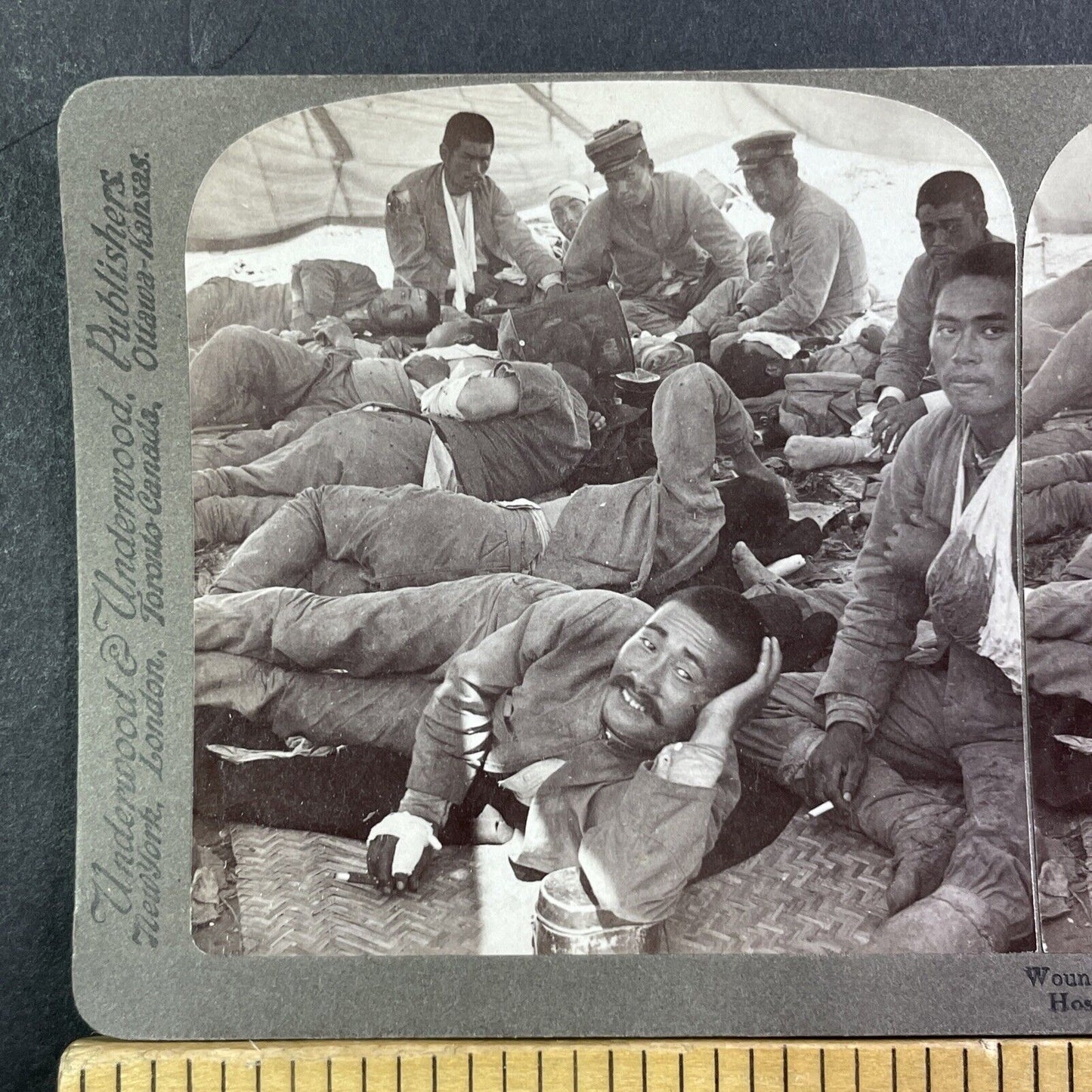 Wounded Japanese Soldiers Stereoview Russia-Sino War Antique c1905 X3815