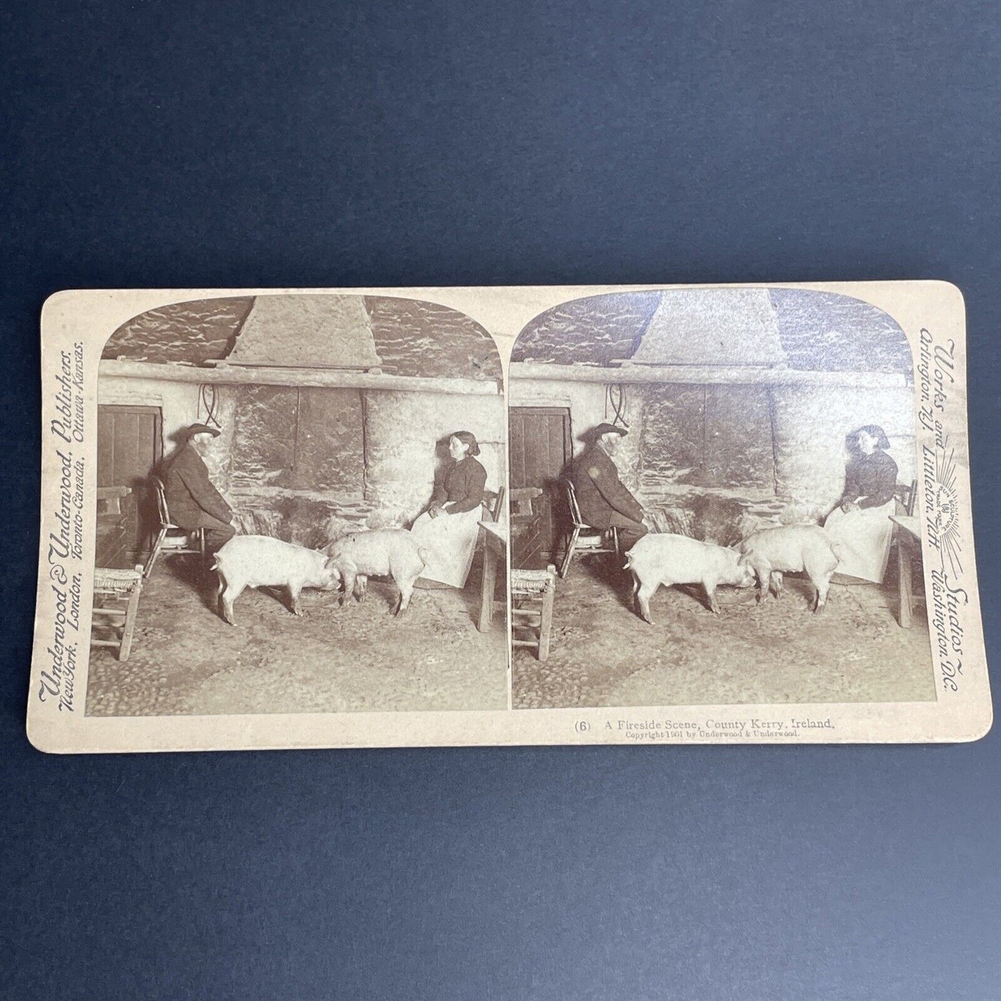 Antique 1901 County Kerry Ireland Farmers Stereoview Photo Card PC766