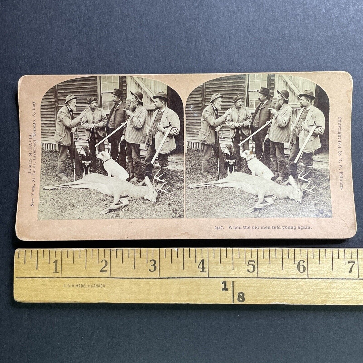 Antique 1894 Deer Hunters With Buck New Hampshire Stereoview Photo Card P1658