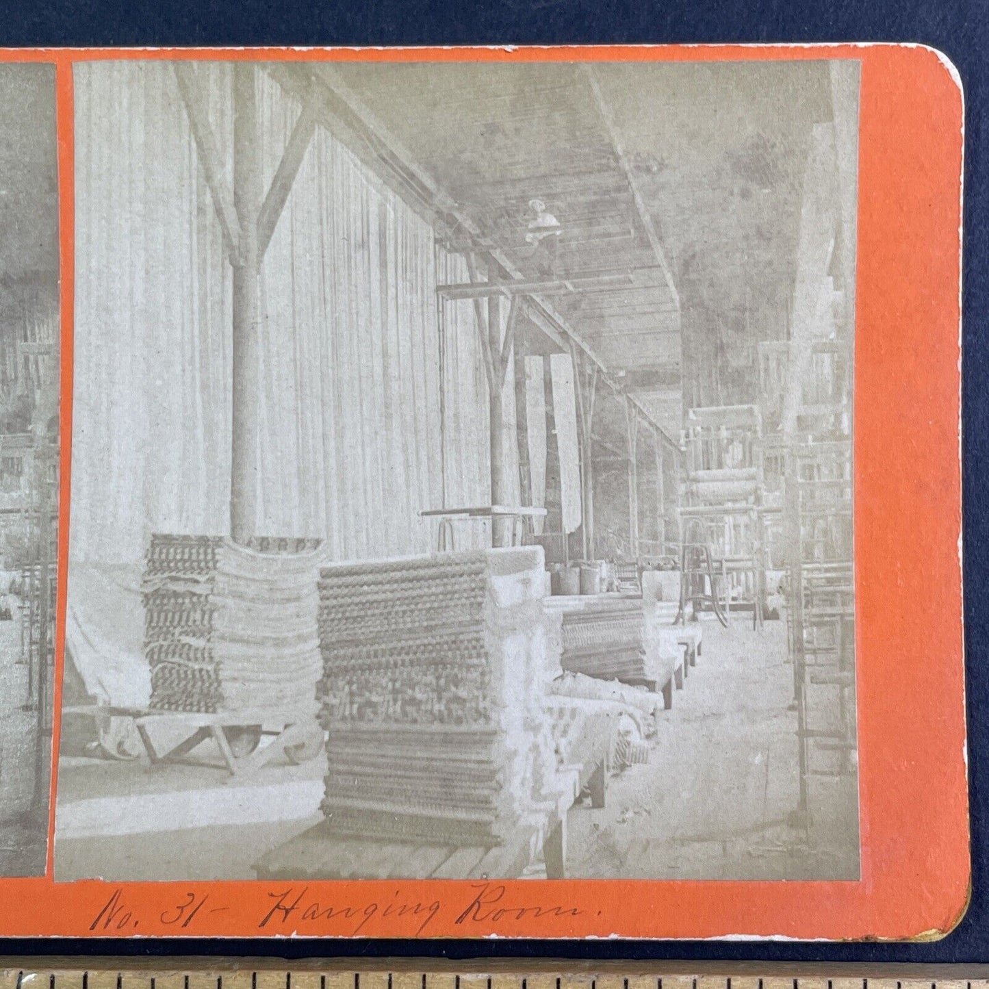 Hanging Room Langdon Mills Manchester NH Stereoview A.B. Hamor c1873 Y2615