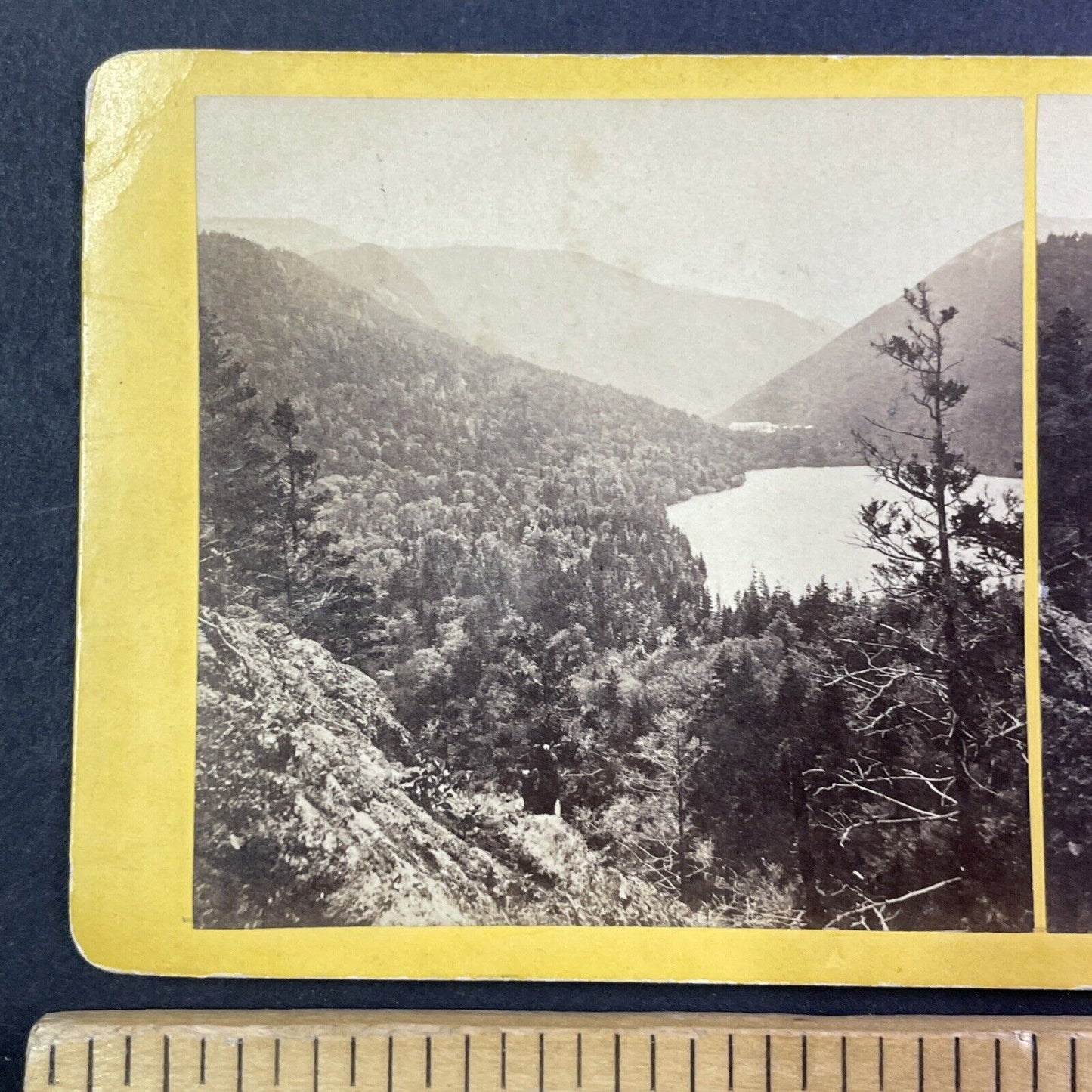 Echo Lake Franconia Notch New Hampshire Stereoview Antique c1870s Y916