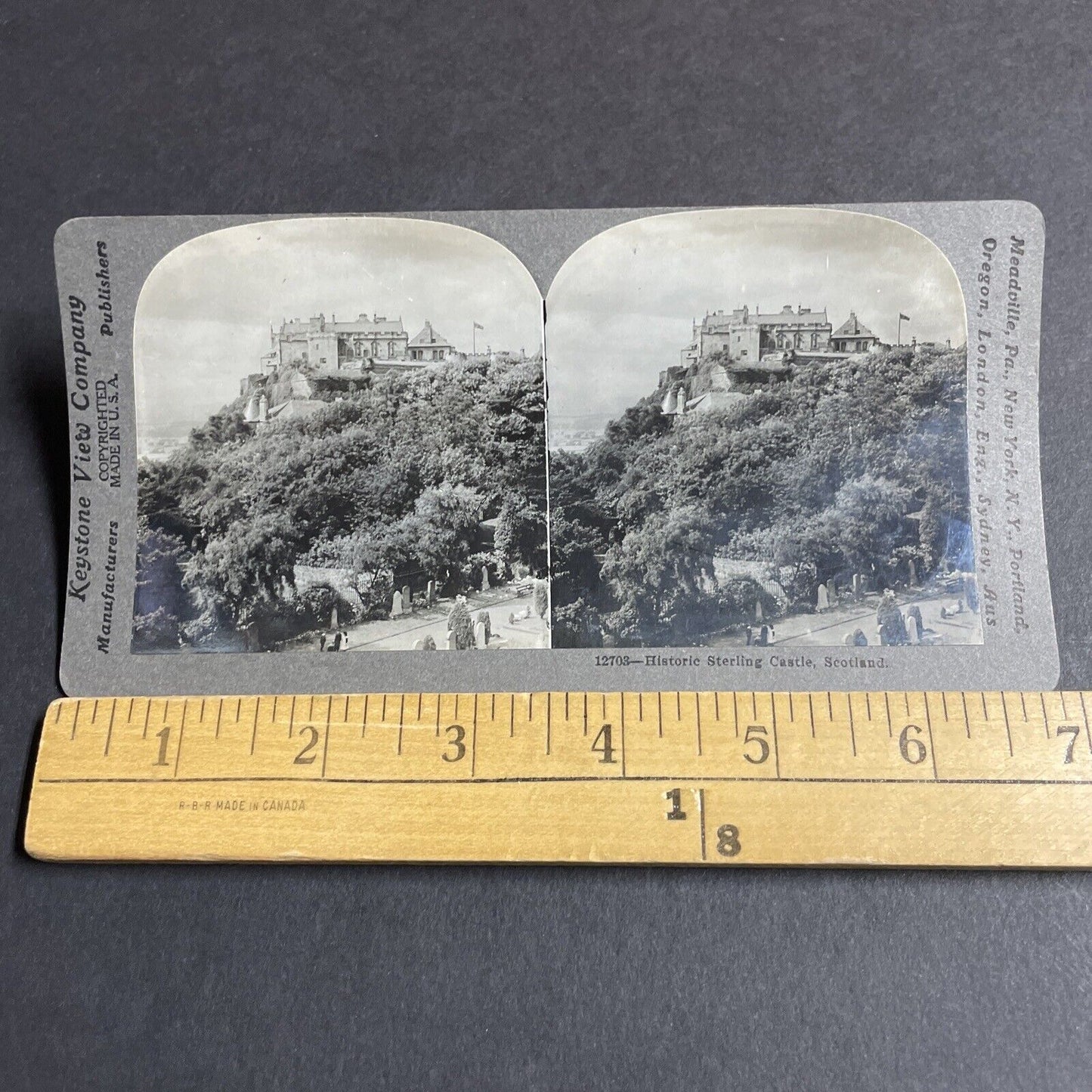 Antique 1909 Stirling Castle Scotland UK Stereoview Photo Card P4254