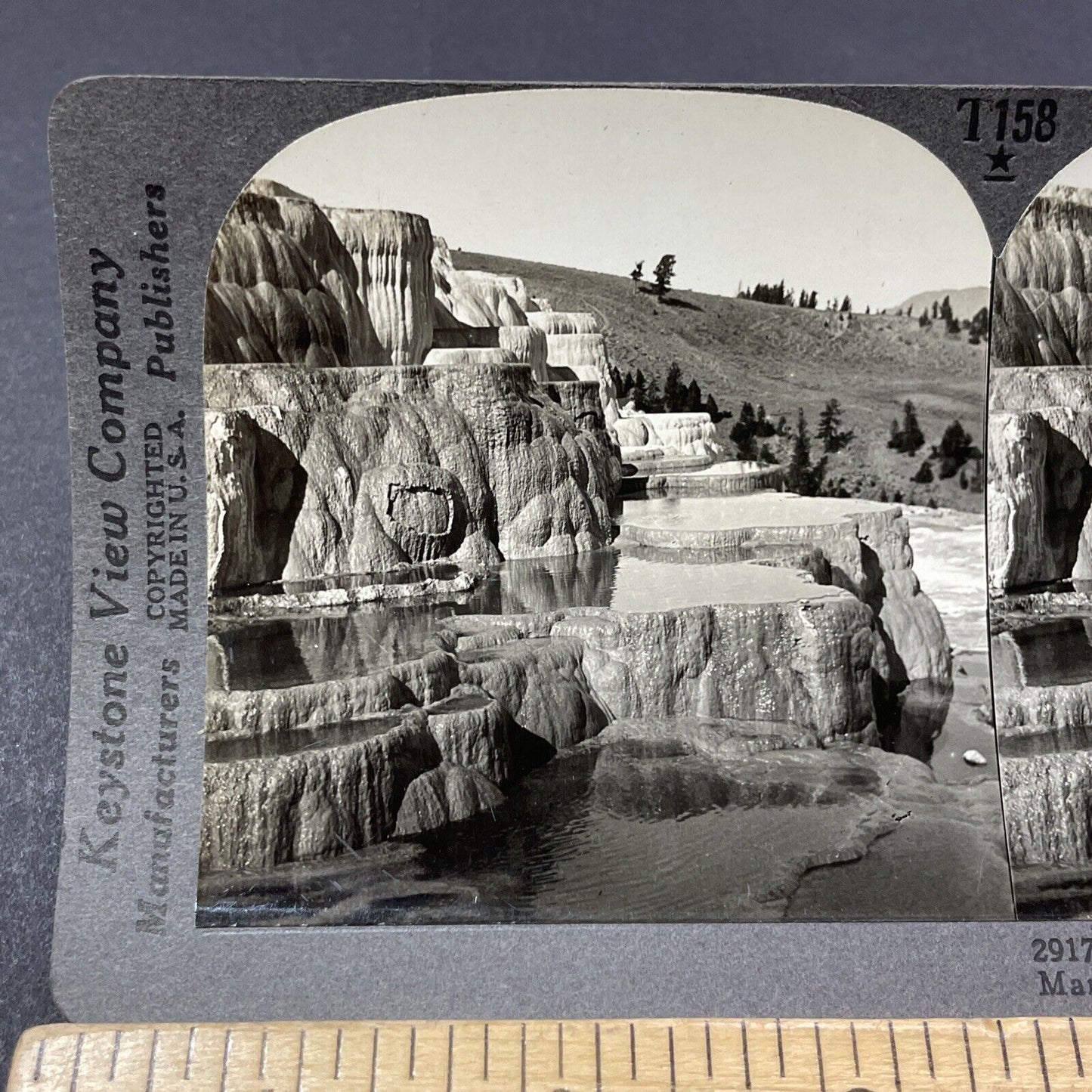 Antique 1920s Hot Springs Yellowstone National Park Stereoview Photo Card V1865