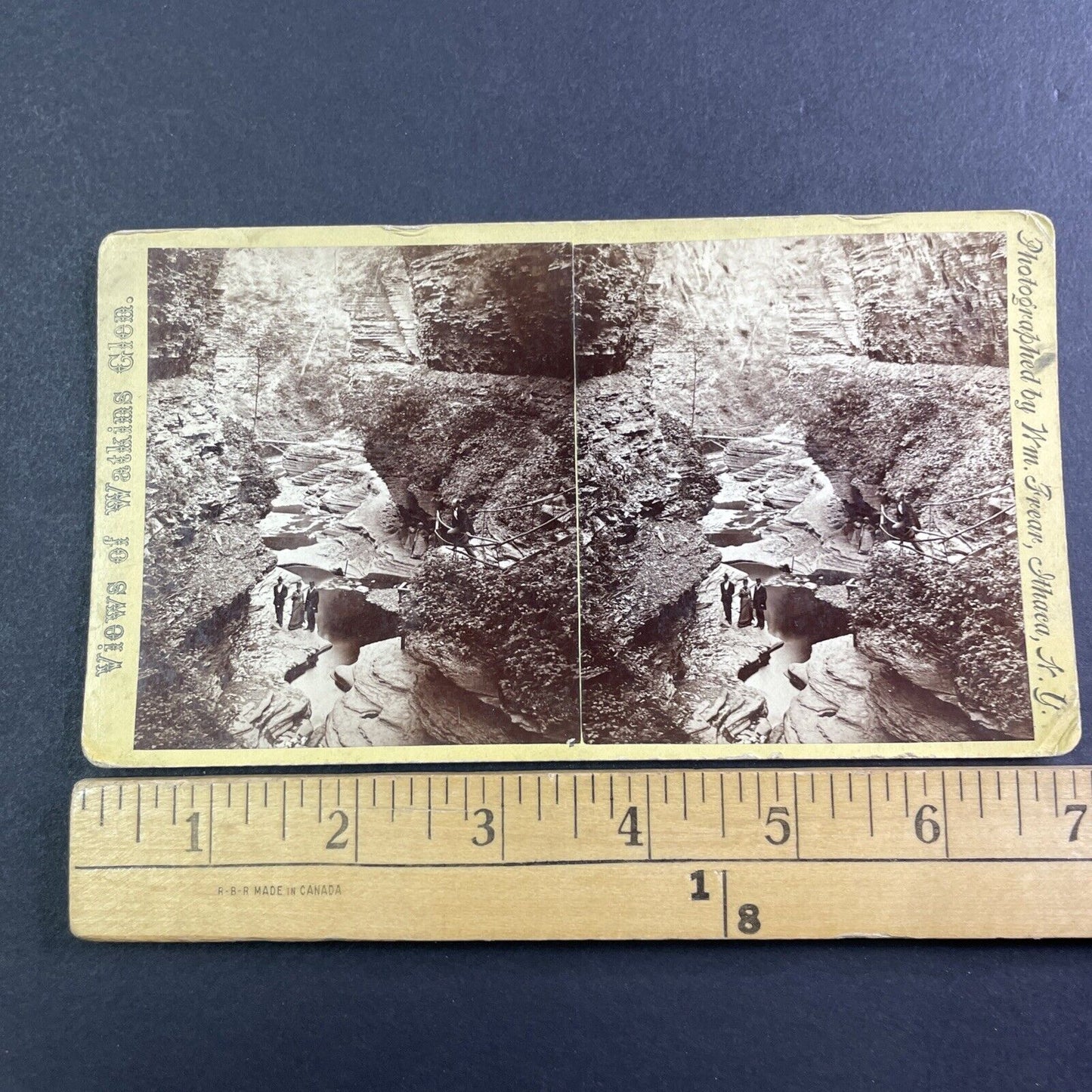 Men and Women in Watkins Glen Stereoview William Frear Antique c1880 Y141