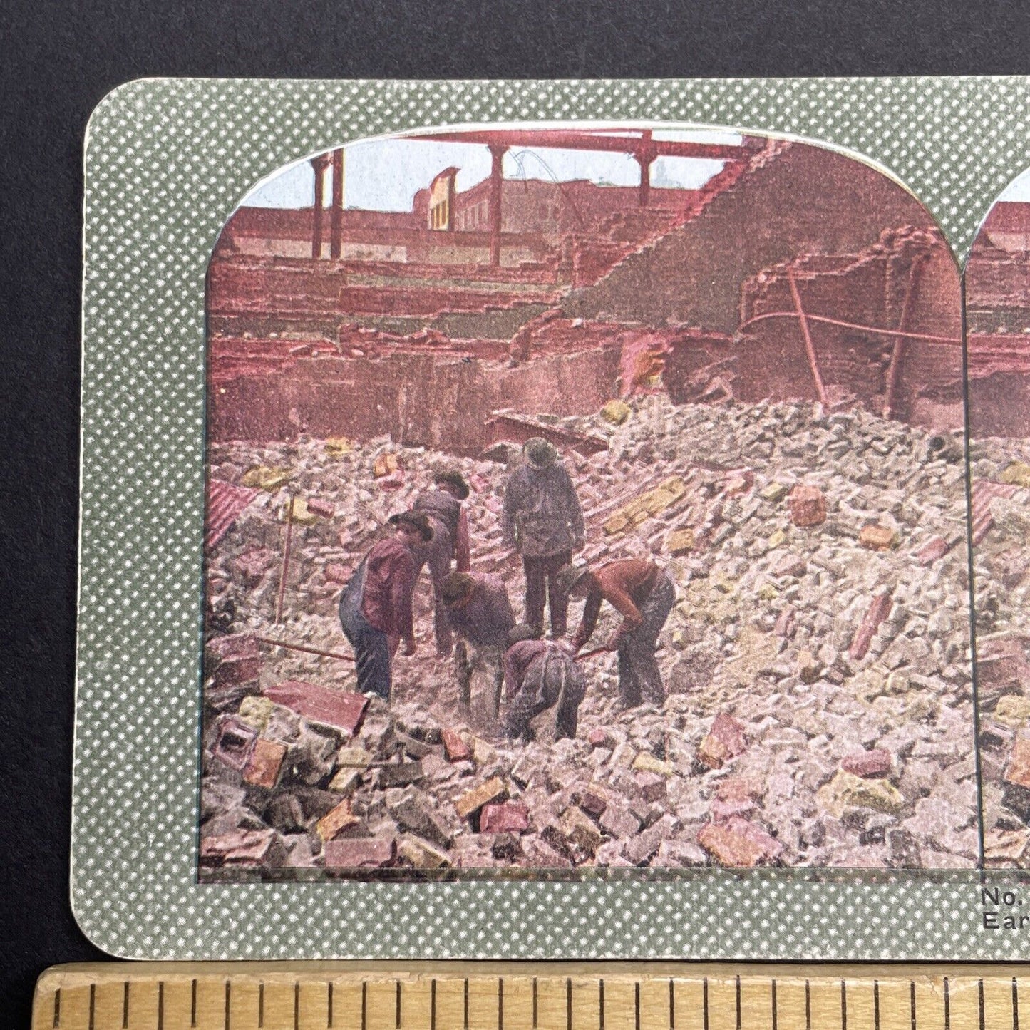 Antique 1918 San Francisco Earthquake Buried Alive Stereoview Photo Card 2300-54