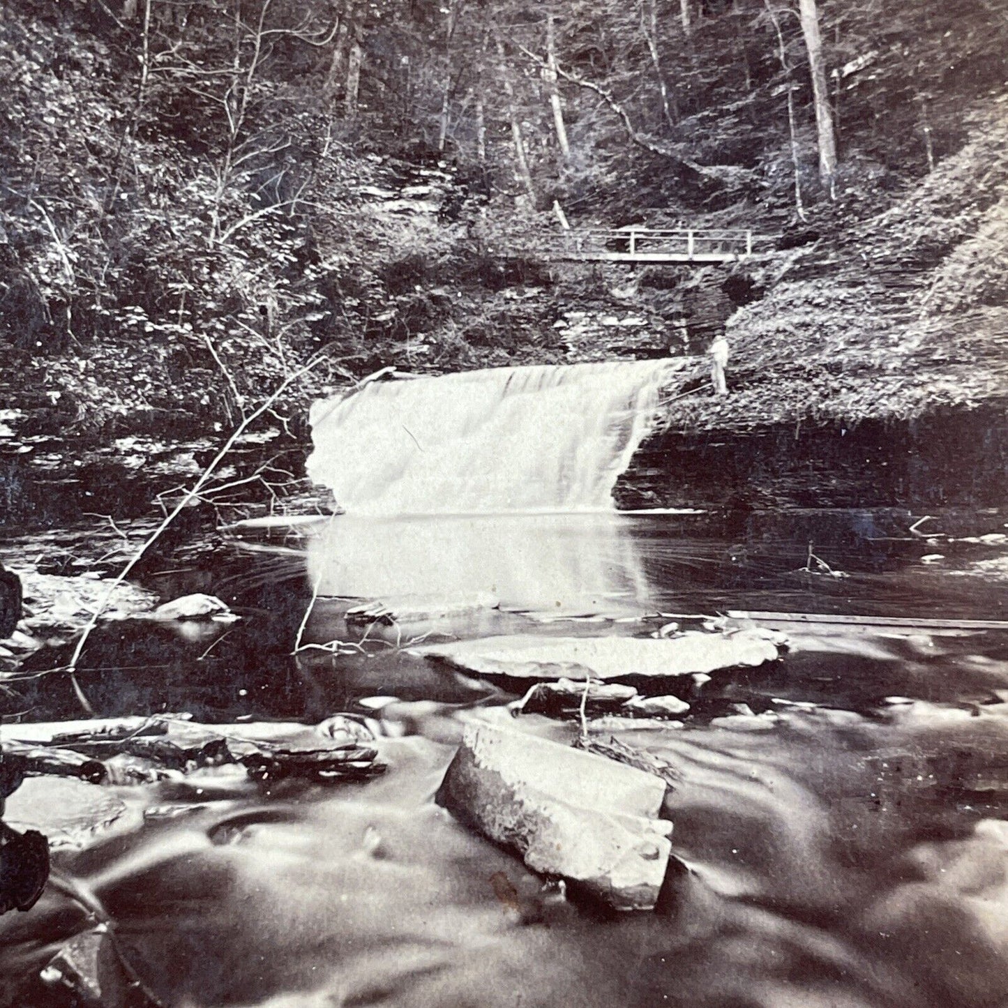 Portal Falls Watkins Glen New York NY Stereoview R.D. Crum Antique c1870 Y1033