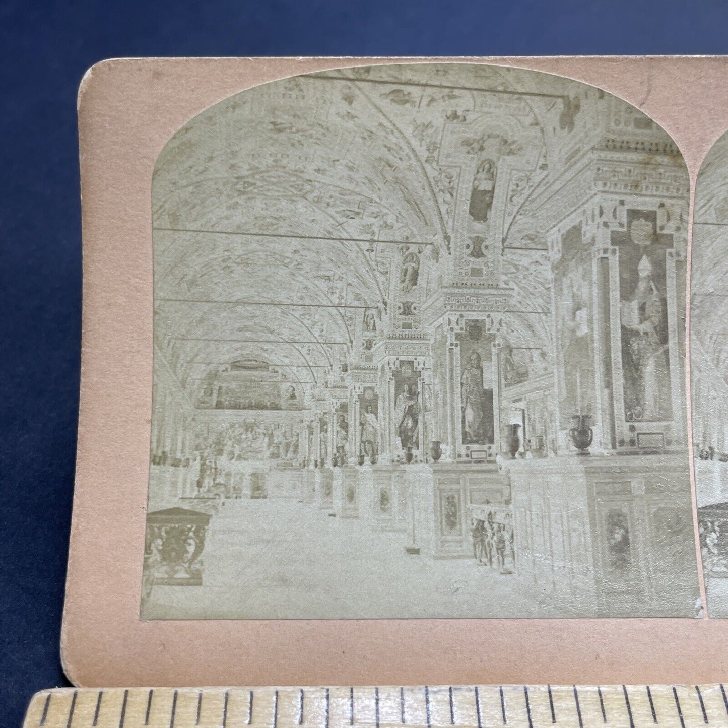 Antique 1896 Library Of The Vatican Rome Italy Stereoview Photo Card P1997