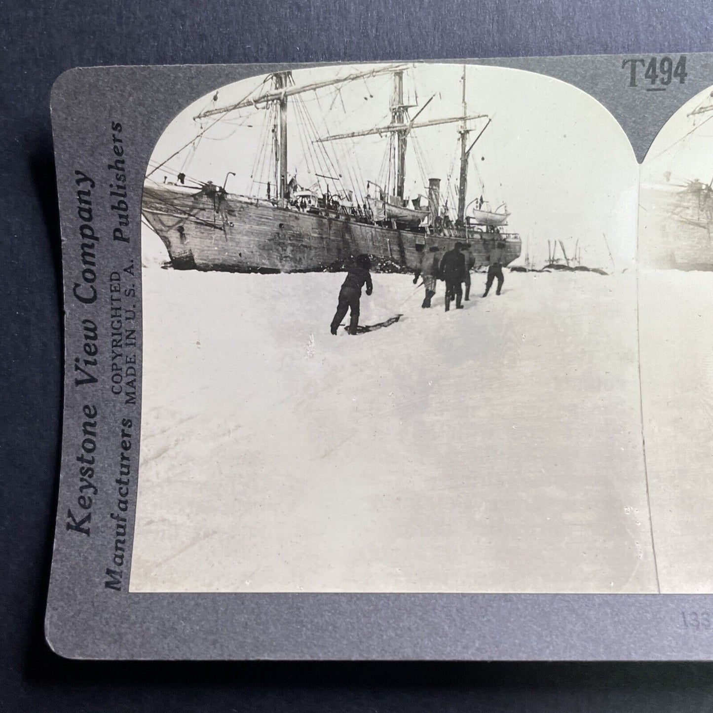 Antique 1898 RV Belgica Trapped In Ice Antarctica Stereoview Photo Card P1585