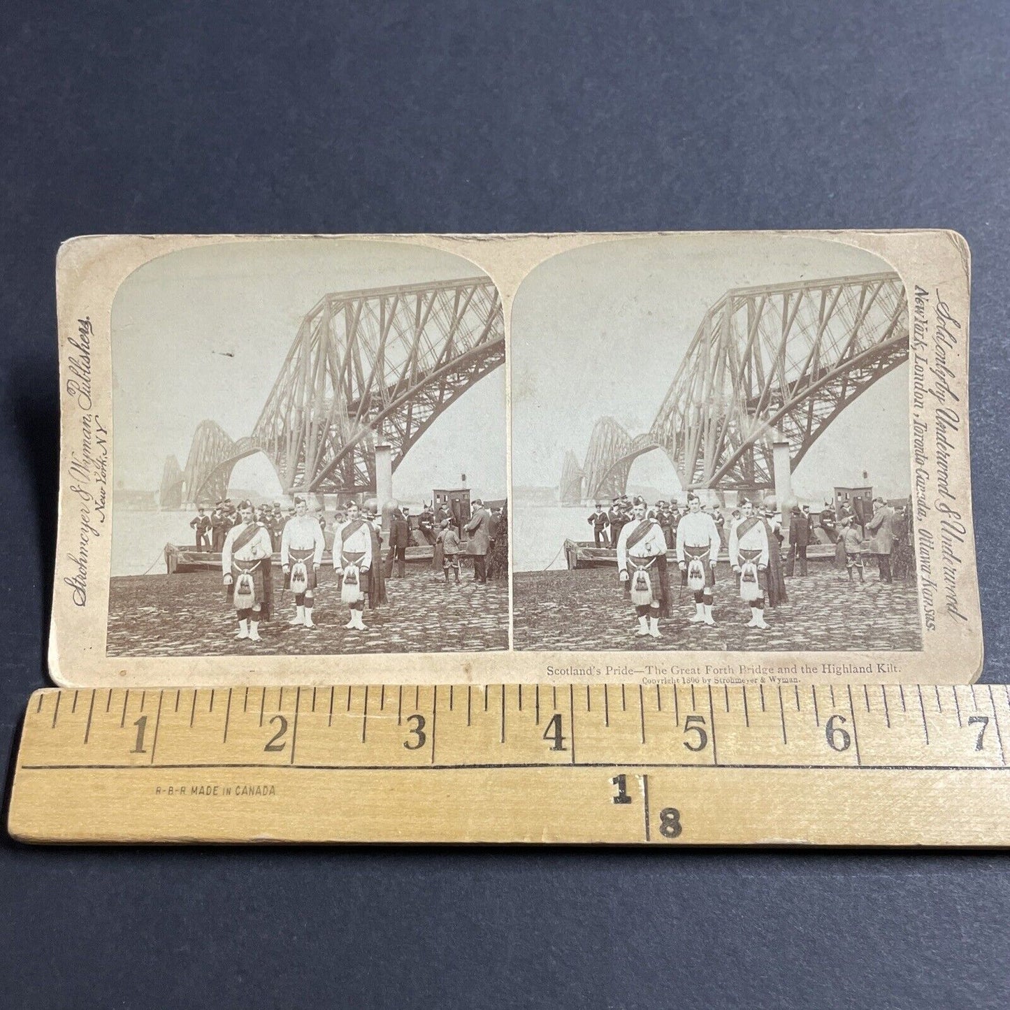 Antique 1896 Scottish Highlanders & Navy Sailors Stereoview Photo Card P5580