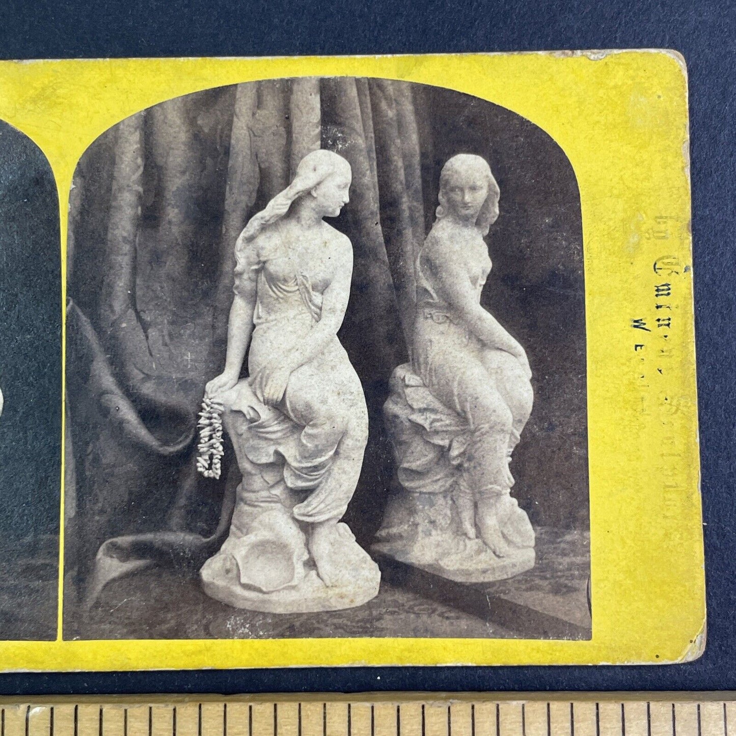 Alabaster Statue Of Miranda Woman Stereoview William England Antique c1870 X3618