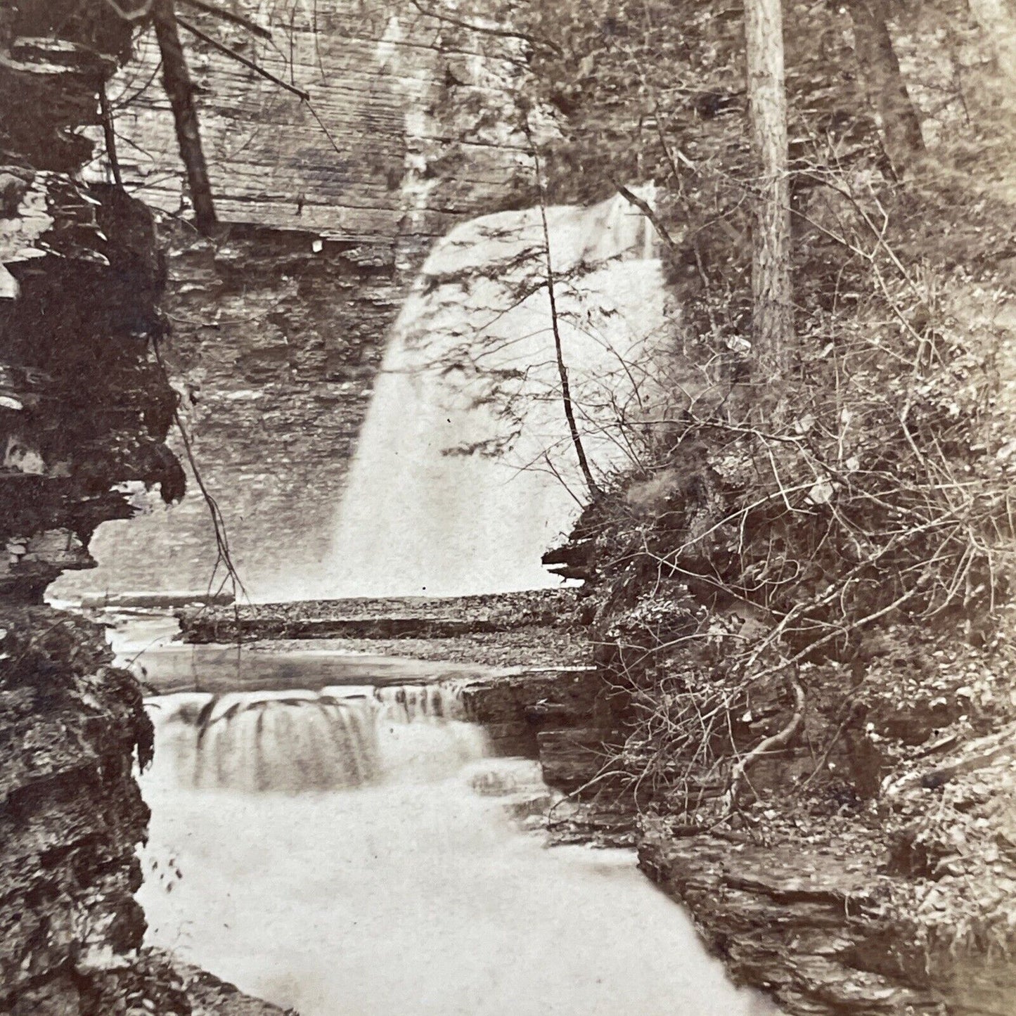 Eagle Falls Watkins Glen New York Stereoview G.F. Gates Antique c1869 Y2833