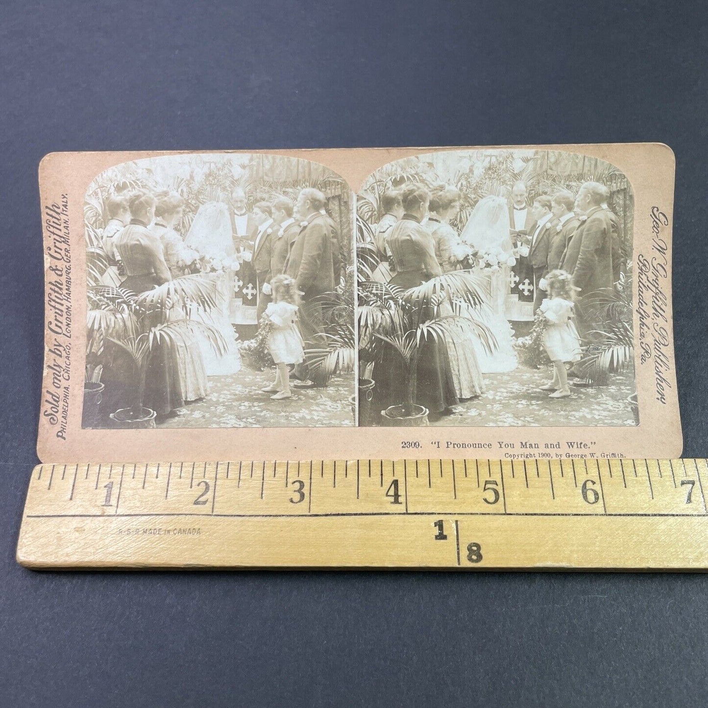 Antique 1900 Victorian Couple Gets Married Stereoview Photo Card P3366