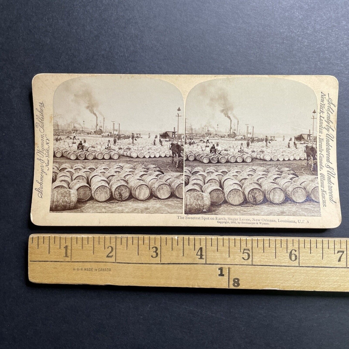 Antique 1893 Rum, Wine Imports New Orleans Louisiana Stereoview Photo Card P1506