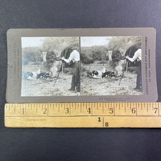 Taking A Stereo Photo Of A Drunk Hobo Stereoview CH Graves Antique c1901 X1894