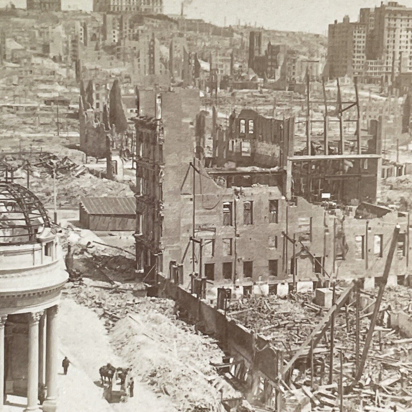 San Francisco Earthquake North Beach Stereoview Photo Card Antique 1906 X811