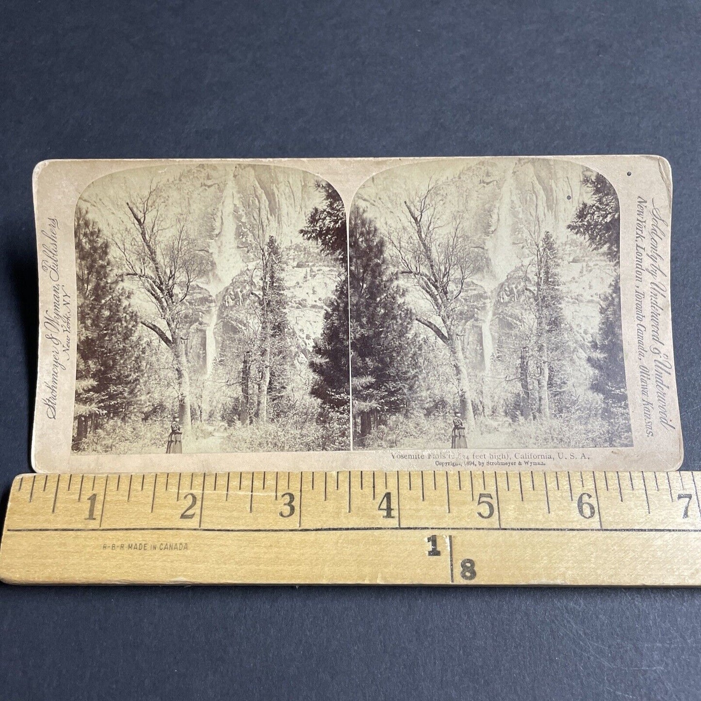 Antique 1894 Yosemite Falls California USA Stereoview Photo Card P4324