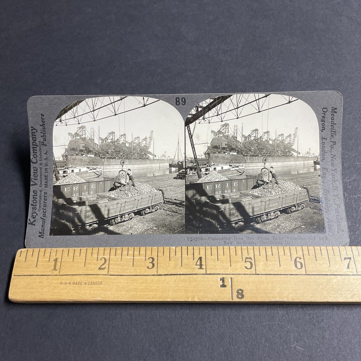 Antique 1920s Rigging And Hoisting Iron Ore Crane Stereoview Photo Card P4825