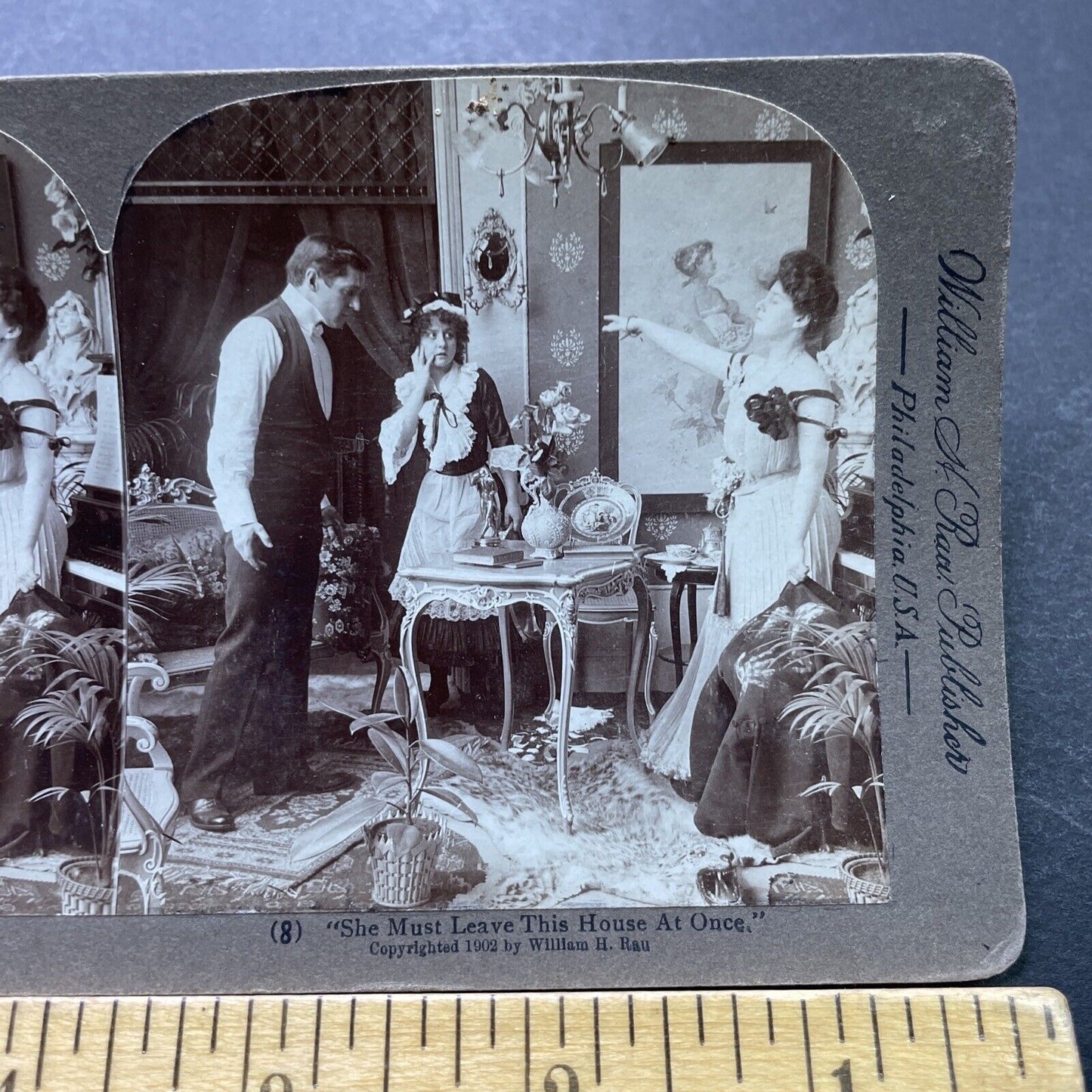 Antique 1902 Man And Woman Caught Having Affair Stereoview Photo Card P1981