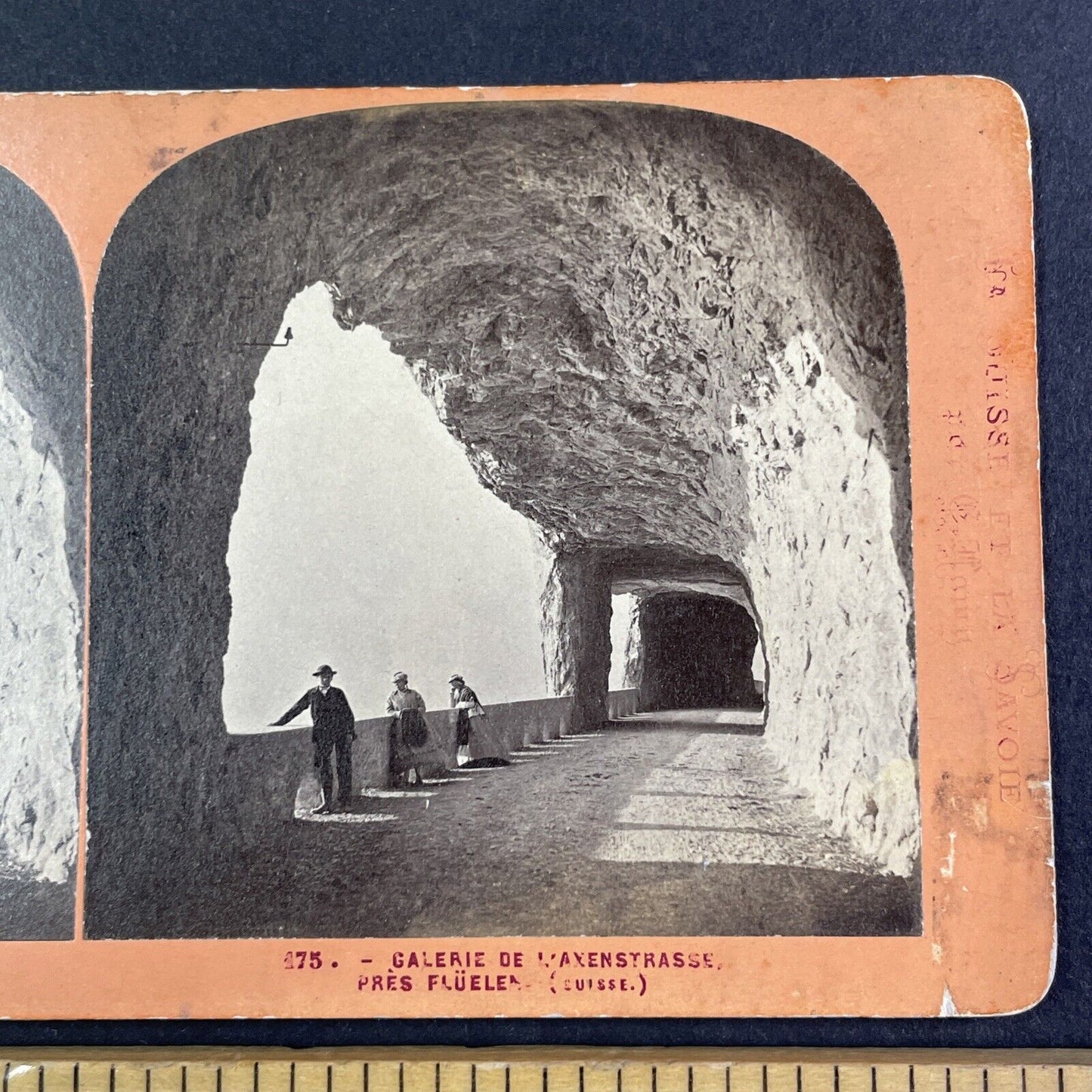 Axenstrasse Tunnel Switzerland Stereoview E. Lamy Antique c1870s Y2840