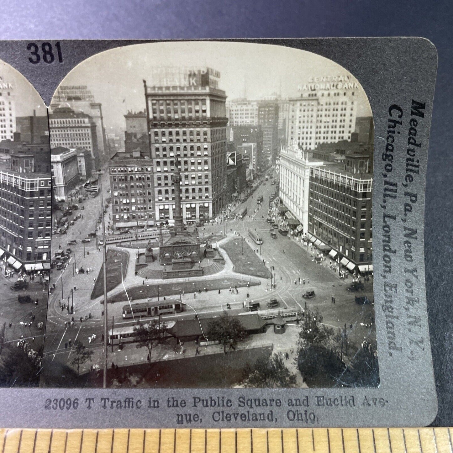 Antique 1920s Downtown Cleveland Ohio Stereoview Photo Card P3281