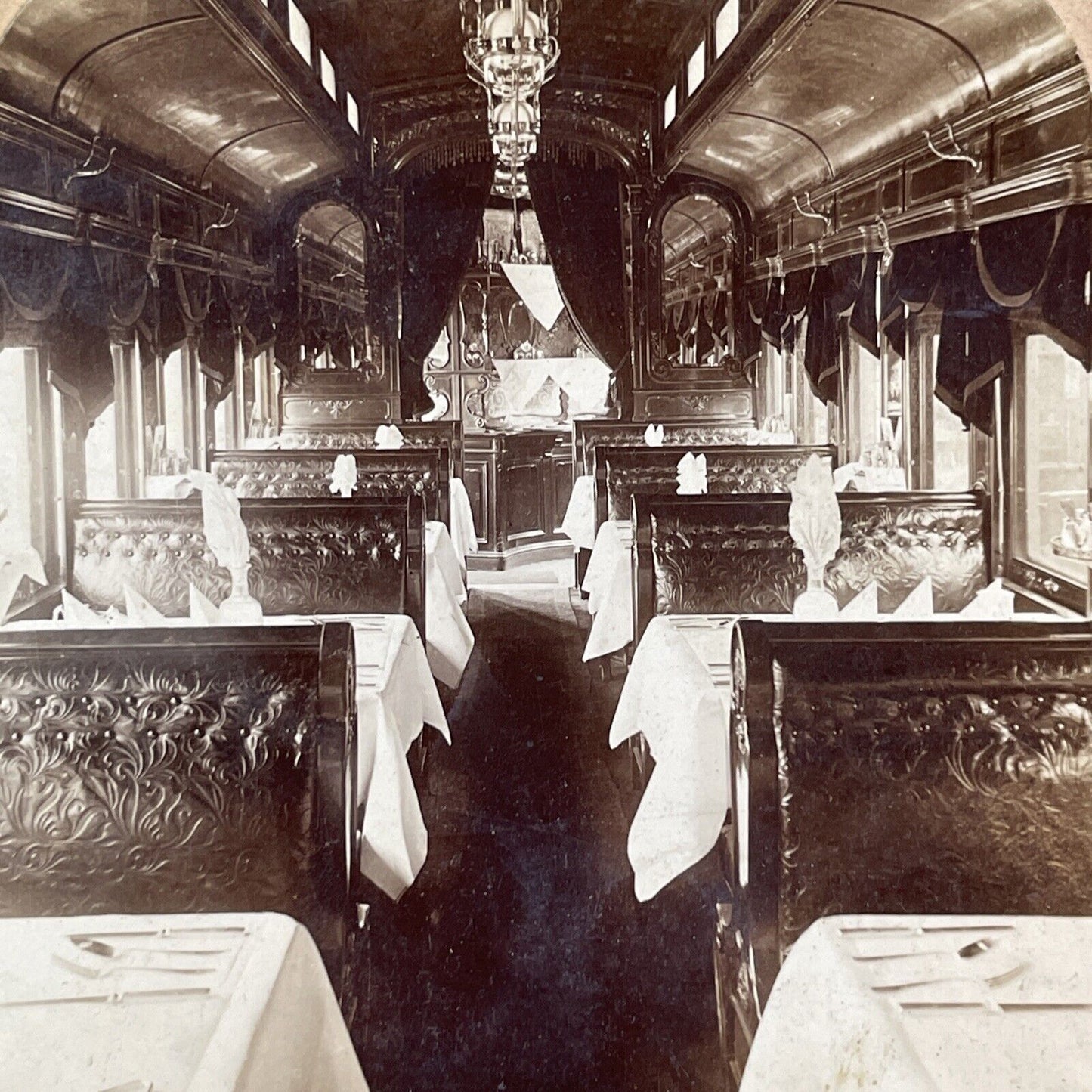 The Erie Railroad Dining Car Stereoview BL Singley Antique c1898 X3897
