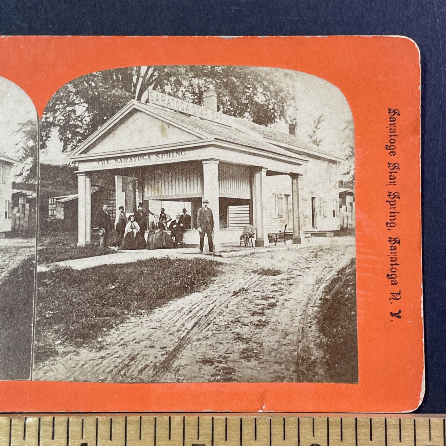 Saratoga Springs Water Well NY Stereoview Photo Card Antique c1870 X1281