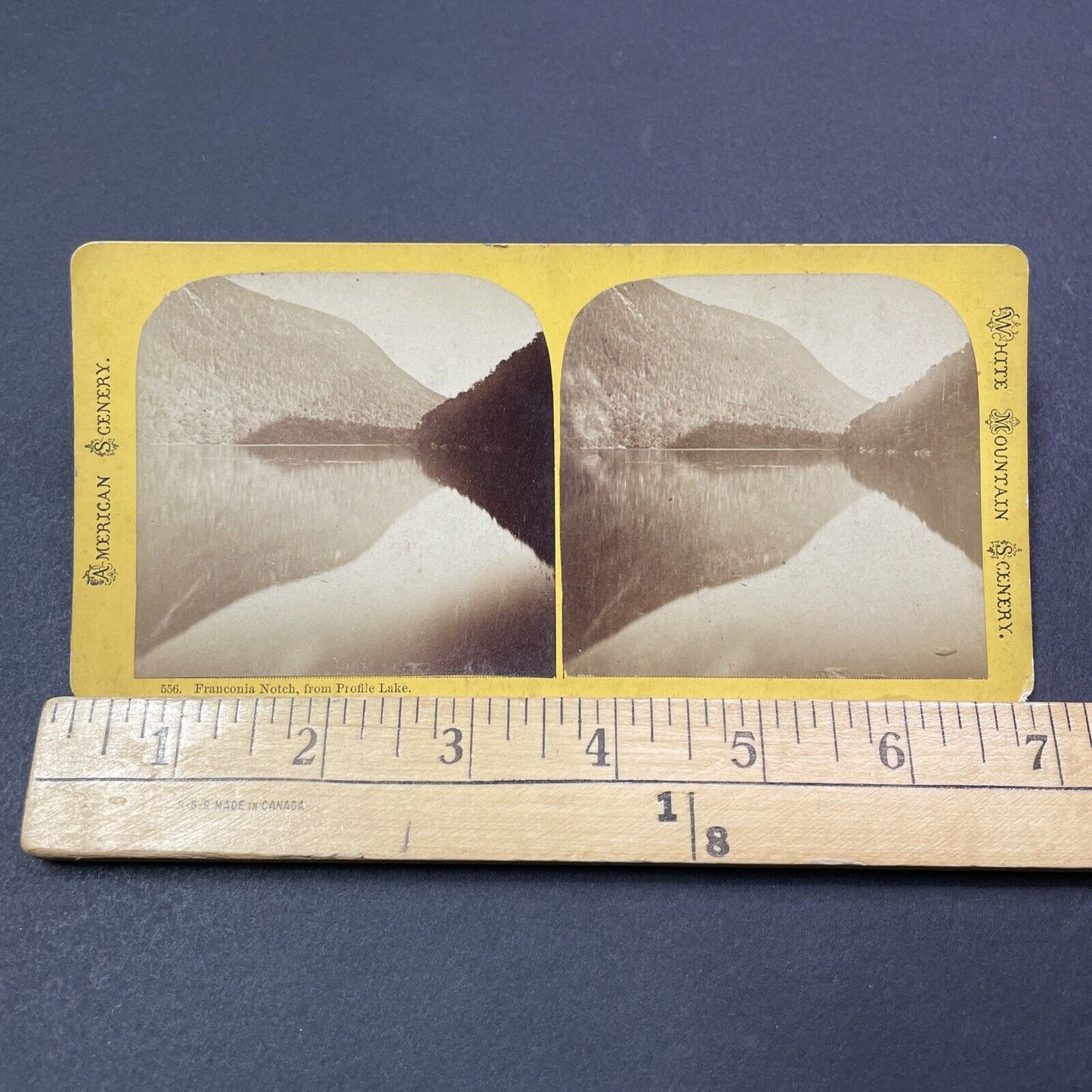 Antique 1870s Profile Lake Franconia Notch NH Stereoview Photo Card V1908