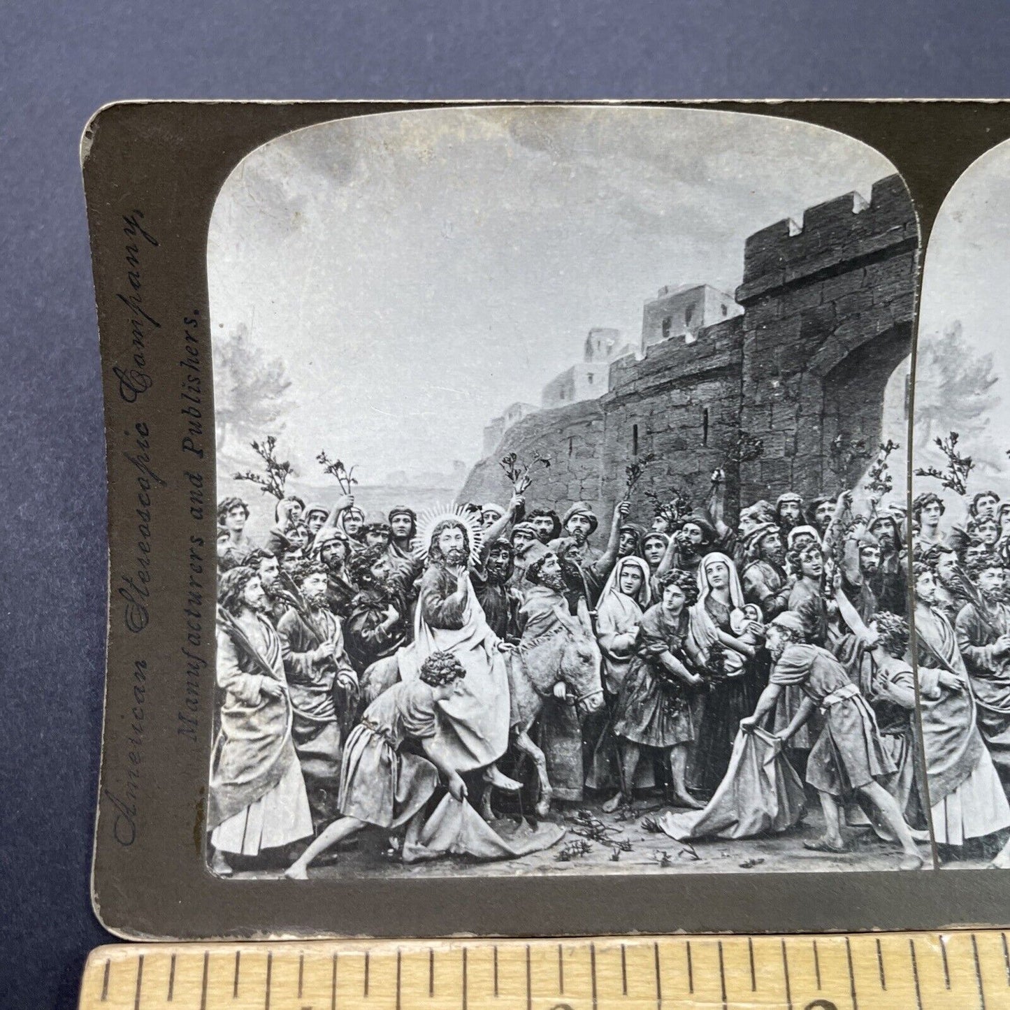 Antique 1880s Jesus Entering Jerusalem City Stereoview Photo Card P3129