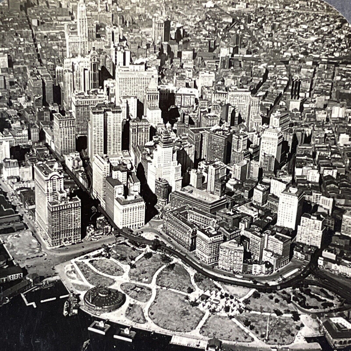 Lower Manhattan New York City NYC NY Aerial View Stereoview Antique c1920s Y986
