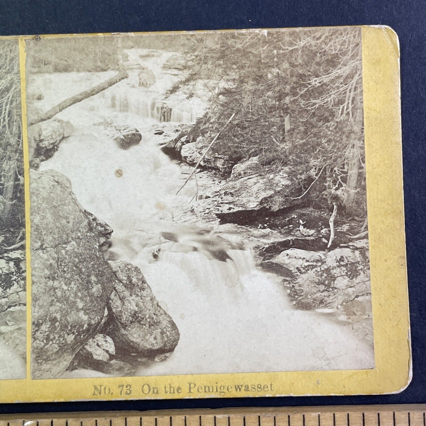 Pemigewasset River Rapids Stereoview Franconia Notch New Hampshire c1870s Y942