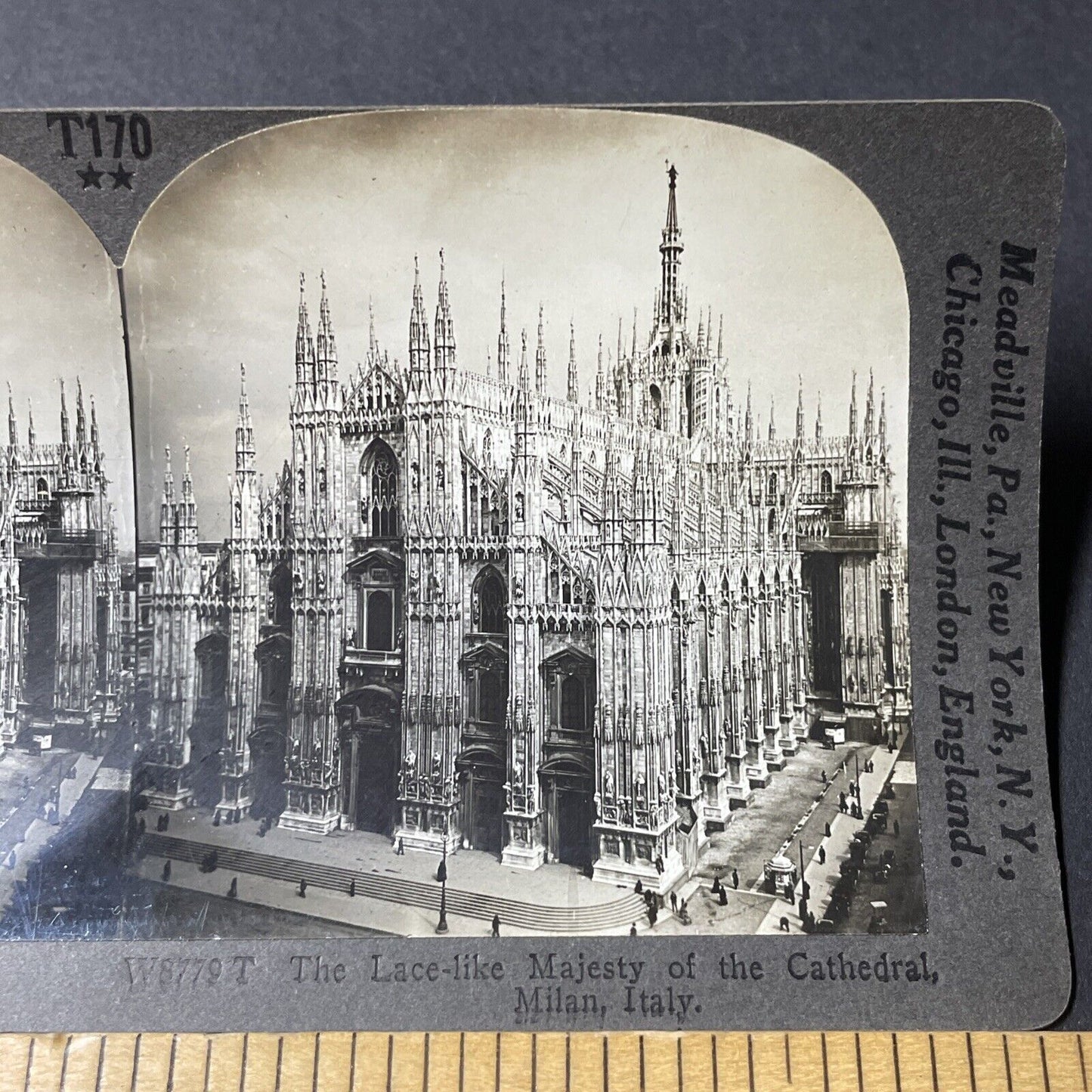 Antique 1910s Duomo Milan Cathedral Italy Stereoview Photo Card V2835