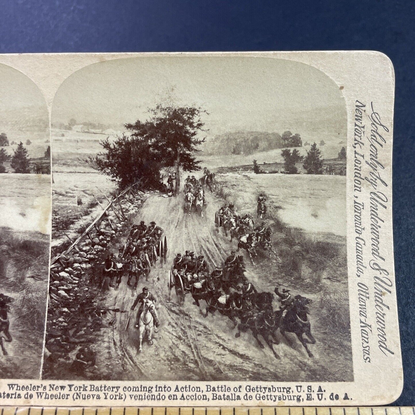 Antique 1890s Battle Of Gettysburg New York Battery Stereoview Photo Card P3890