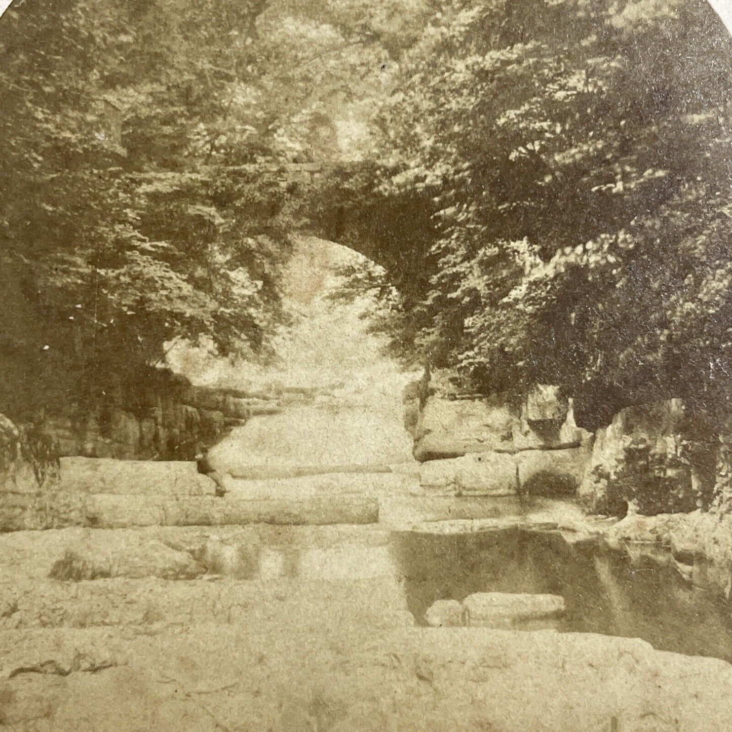 Antique 1850s West Burton Falls Cauldron Yorkshire UK Stereoview Photo Card 4179