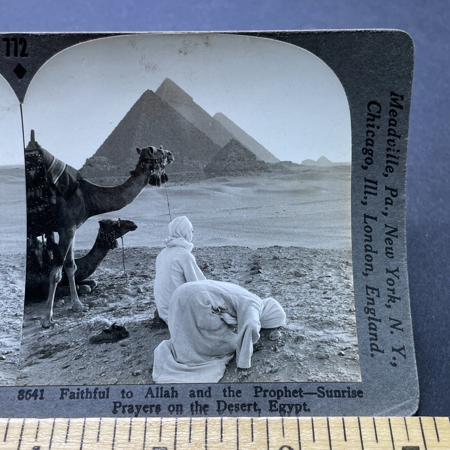 Antique 1920s Egyptians Praying To Allah Cairo Stereoview Photo Card P2462