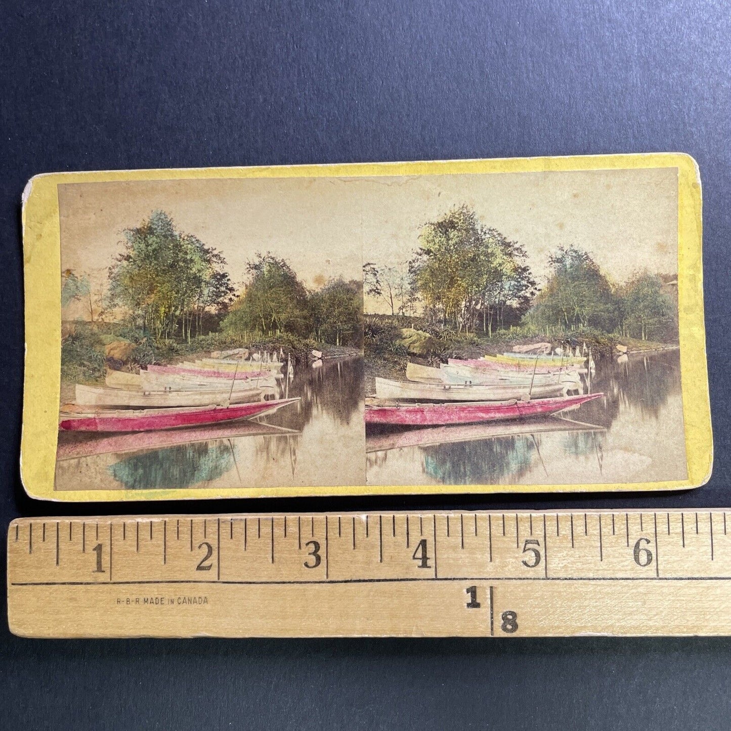 Antique 1862 Rowboats On Central Park Lake Manhattan Stereoview Photo Card P1603