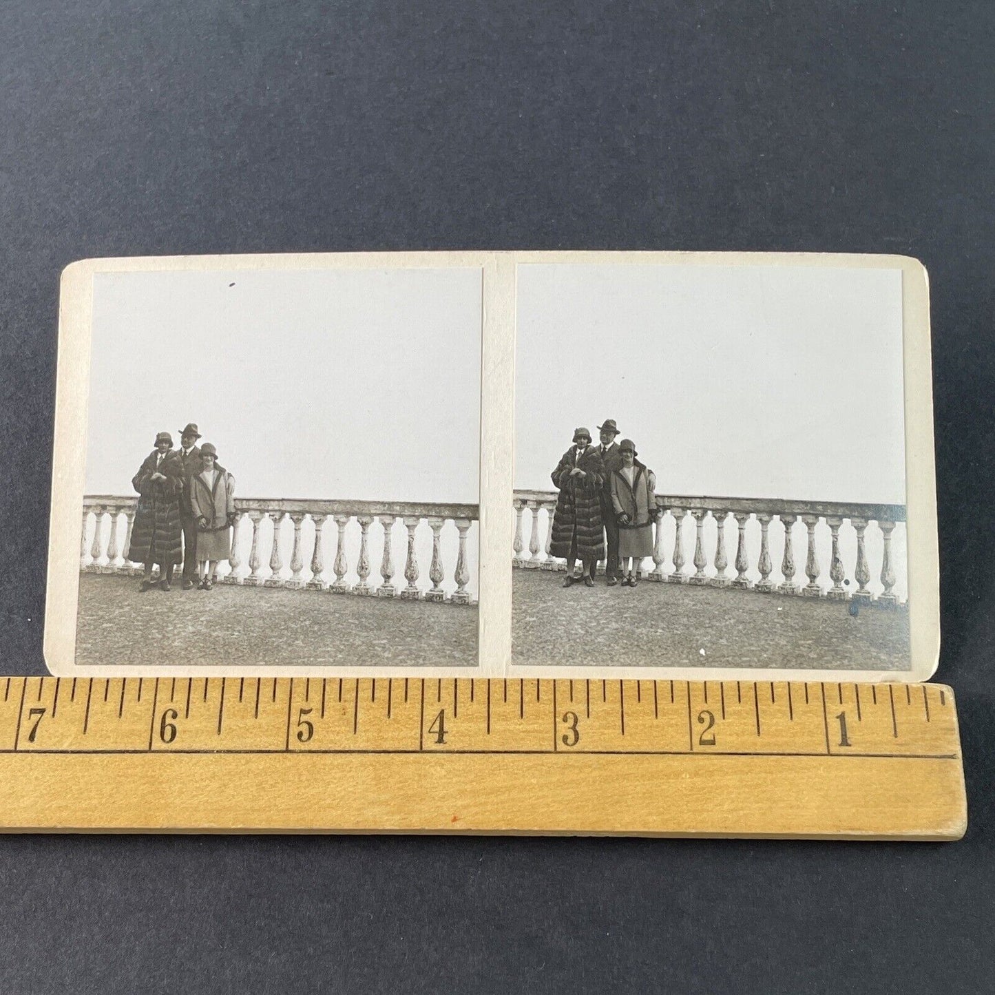 Antique 1925 Wealthy American Girls Balcony Ital OOAK Stereoview Photo Card 3248