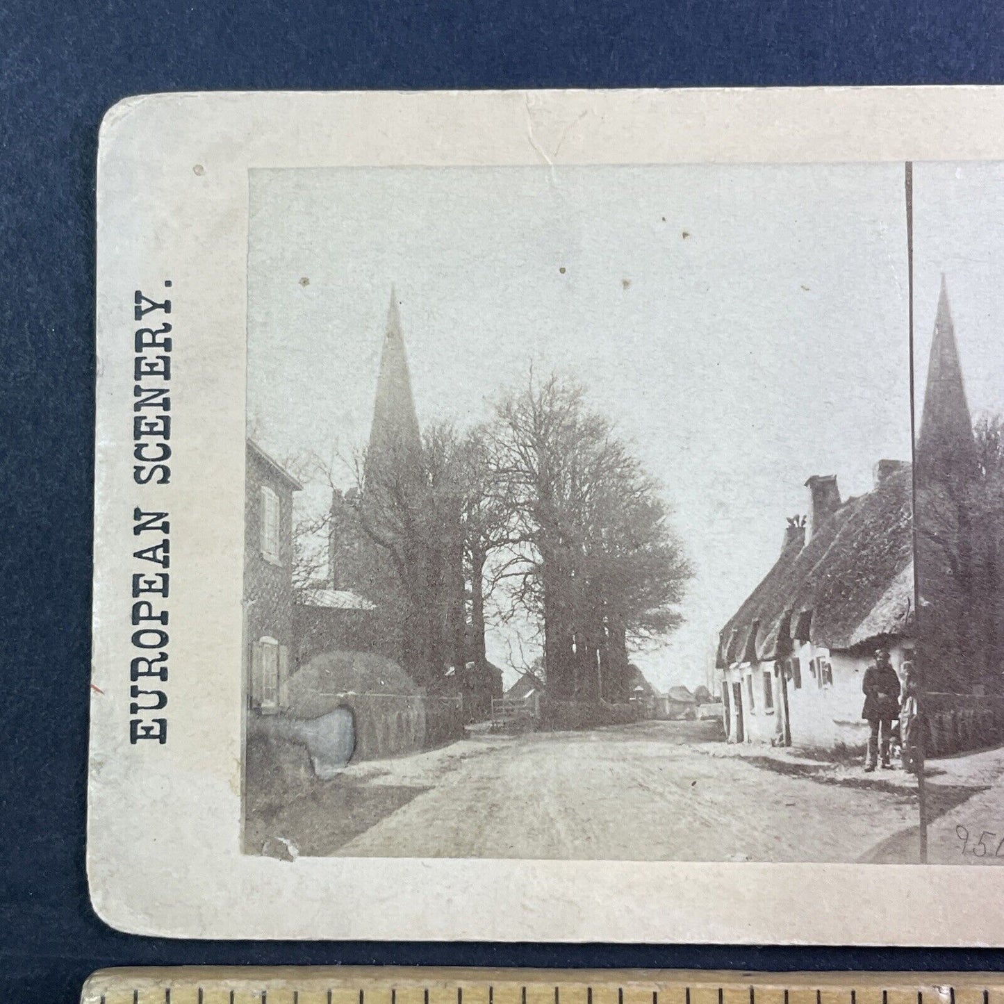 Houghton on the Hill England UK Stereoview Village View Antique c1875 X3713