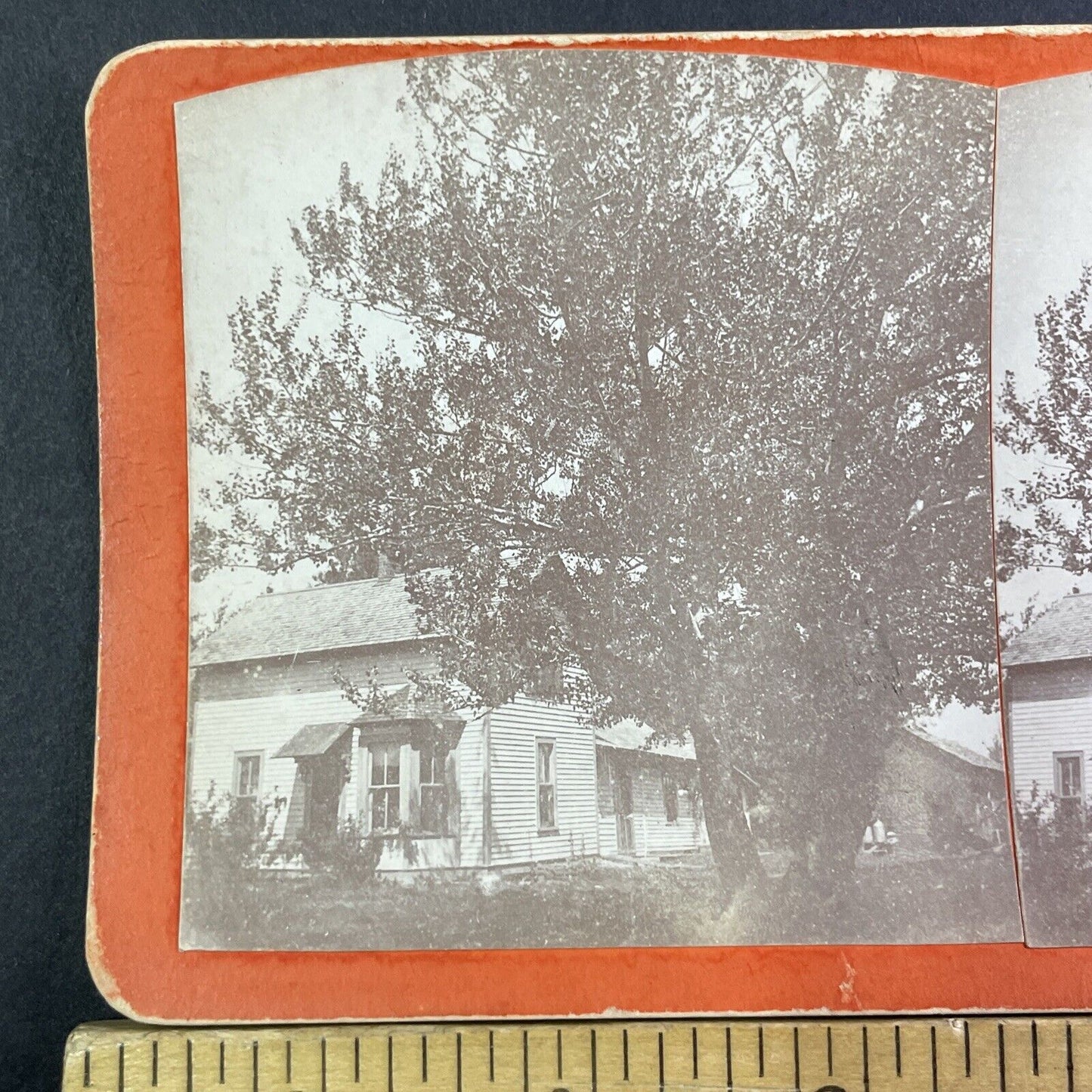 Victorian Settler Home Mount Vernon Maine Stereoview Antique c1860s Y921