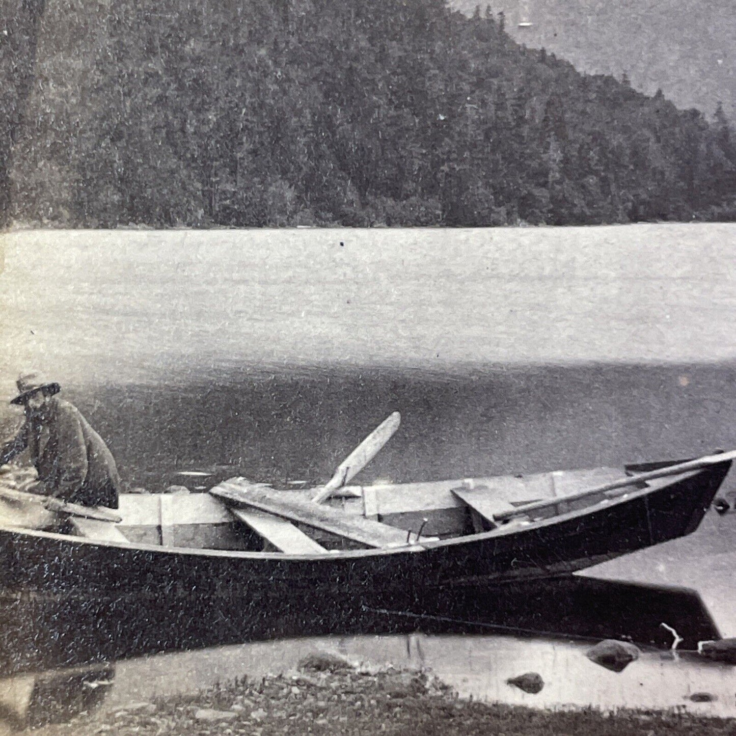 Echo Lake Franconia Notch NH Stereoview Edward Bierstadt Antique c1870 X972