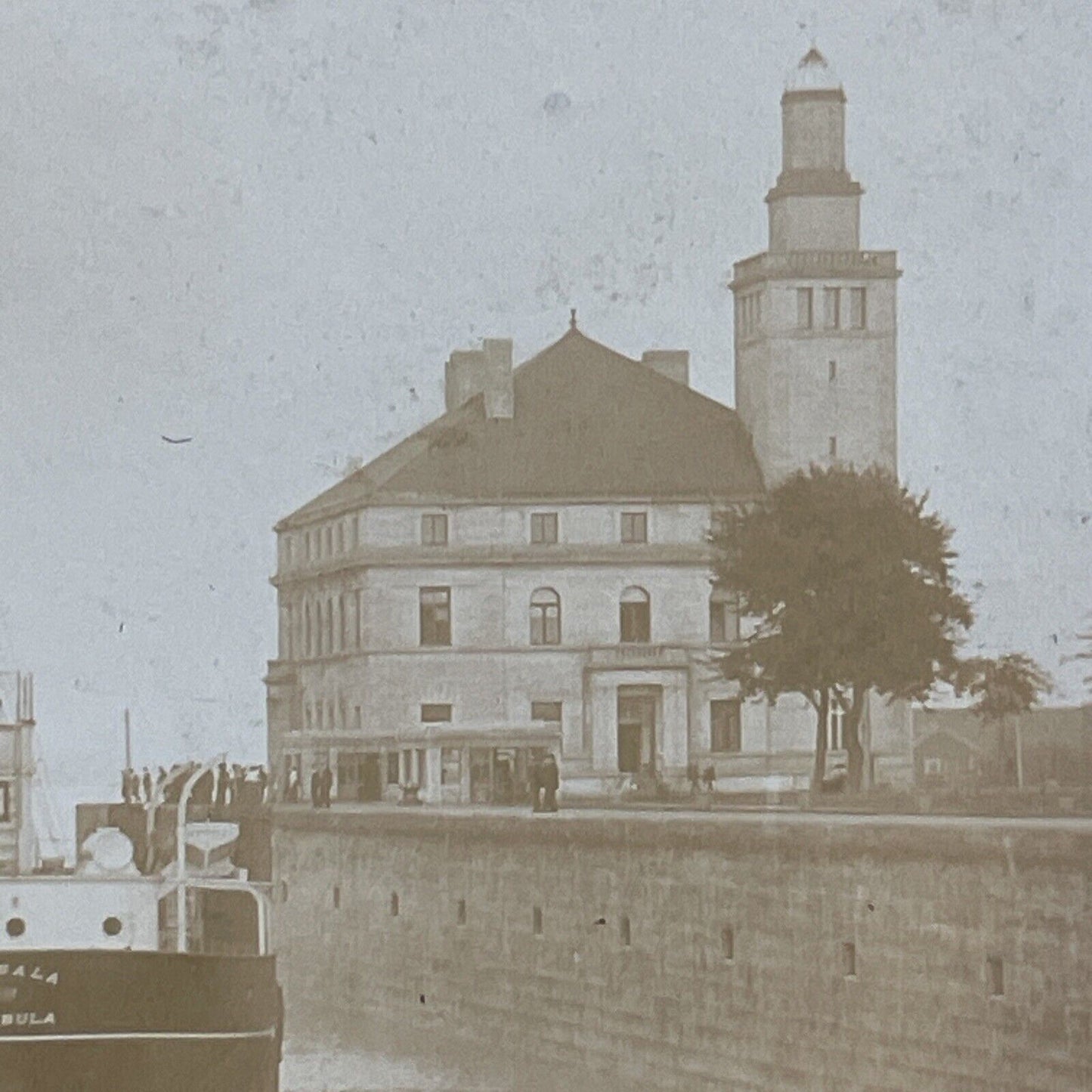 Marsala Ashtabula Ship Soo Locks Stereoview Sault Ste Marie Antique c1906 X1920