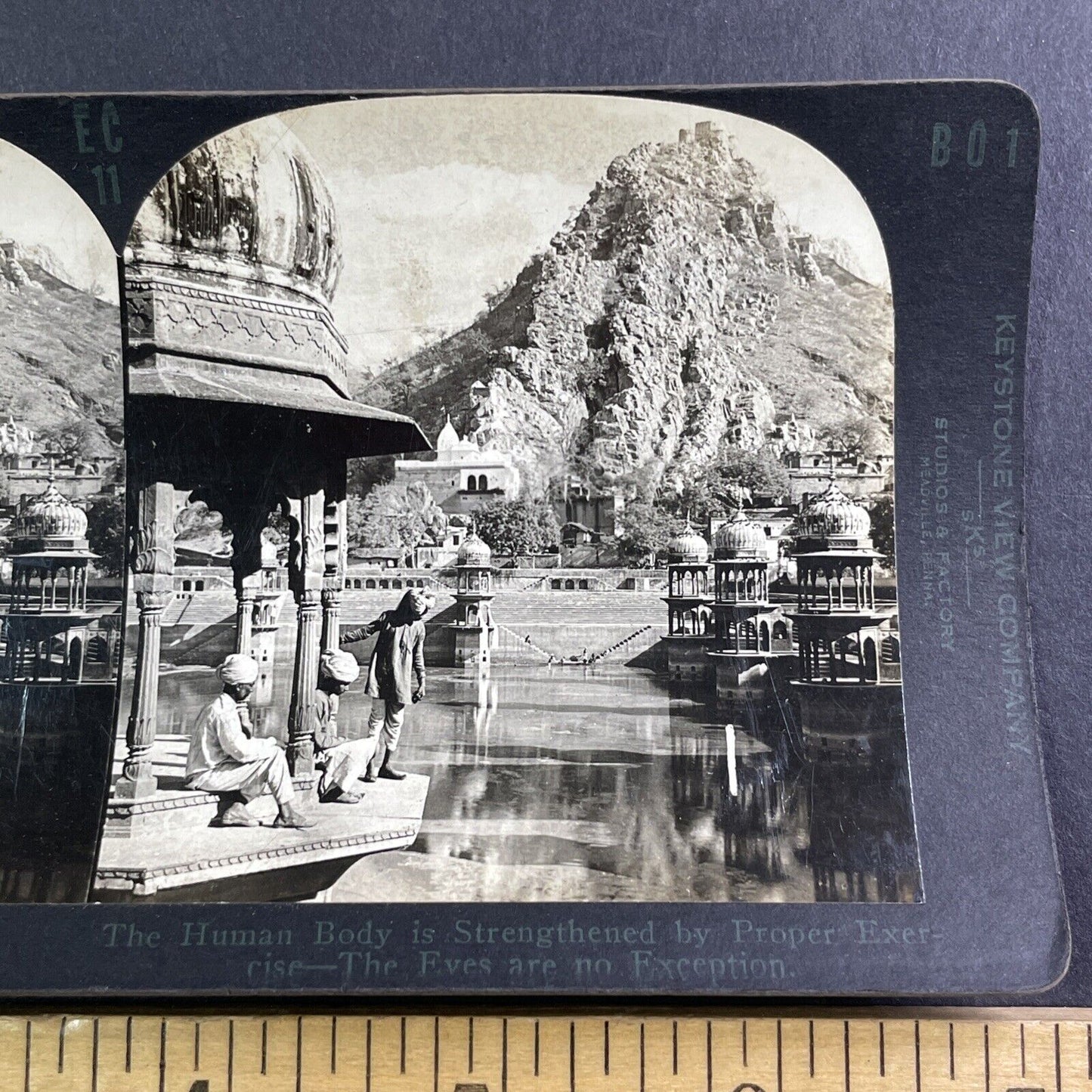 Optometrist Medical Eye Strength Training Stereoview Antique c1920s X1633