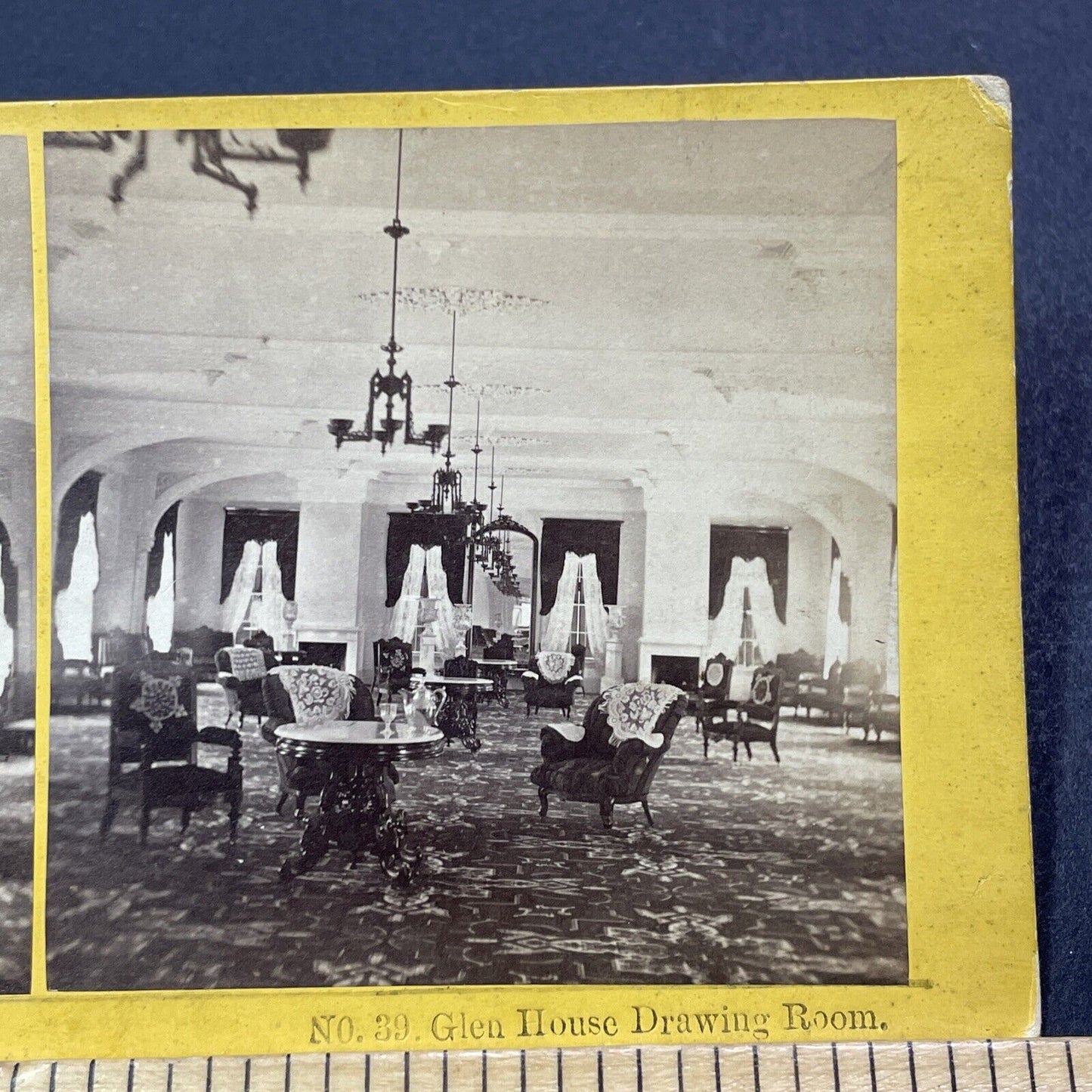 Antique 1870s Formal Room Inside The Glen House NH Stereoview Photo Card V2063