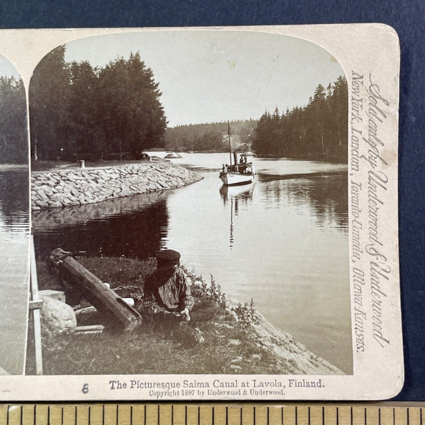 Lavola Finland Canal View Stereoview Underwood Antique 1897 X3545