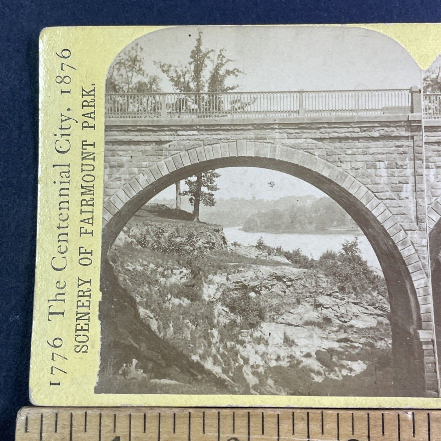 Trolly Bridge At Fairmount Park Stereoview Philadelphia Antique c1876 X1841