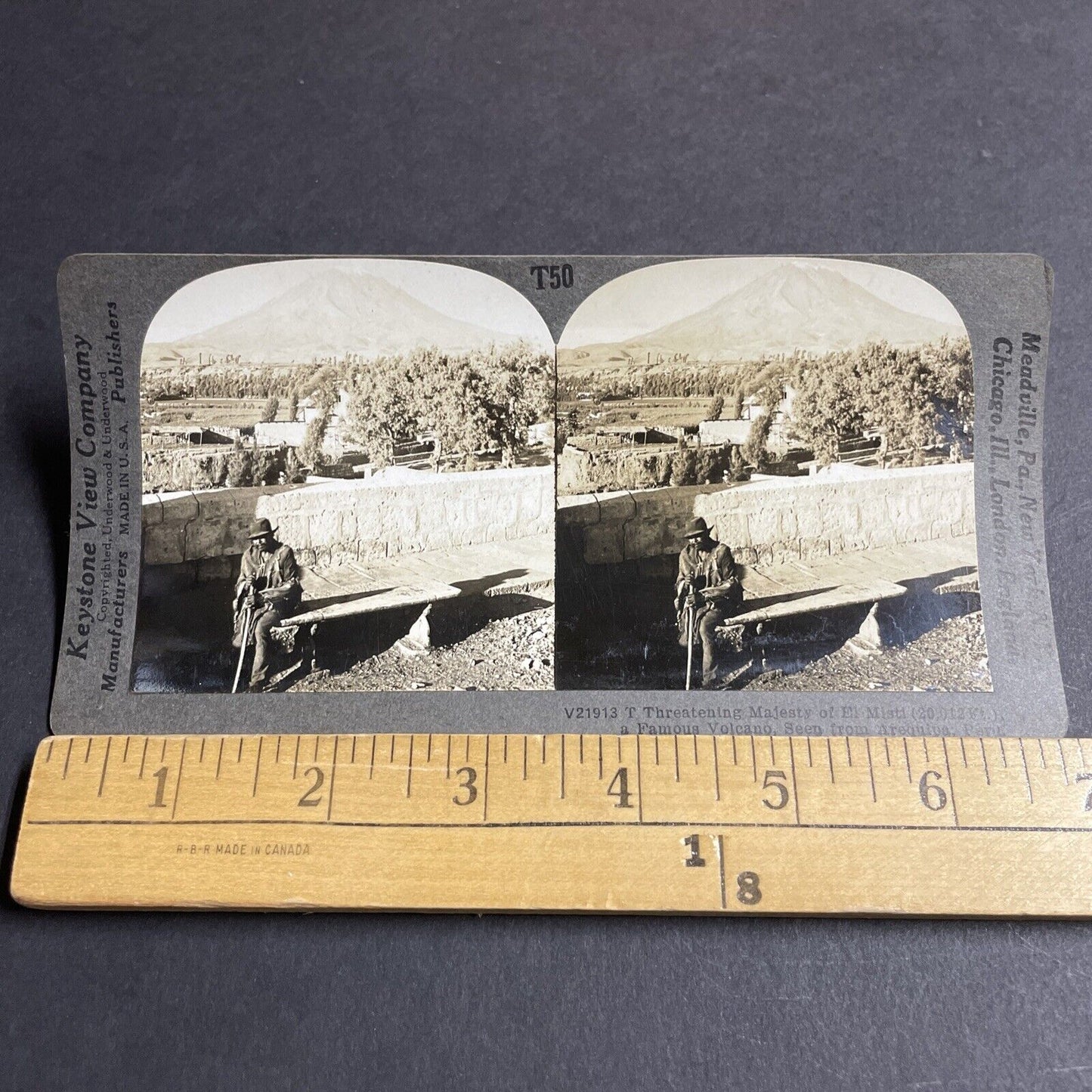 Antique 1910s Old Peruvian Man Rests Arequipa Peru Stereoview Photo Card P4417