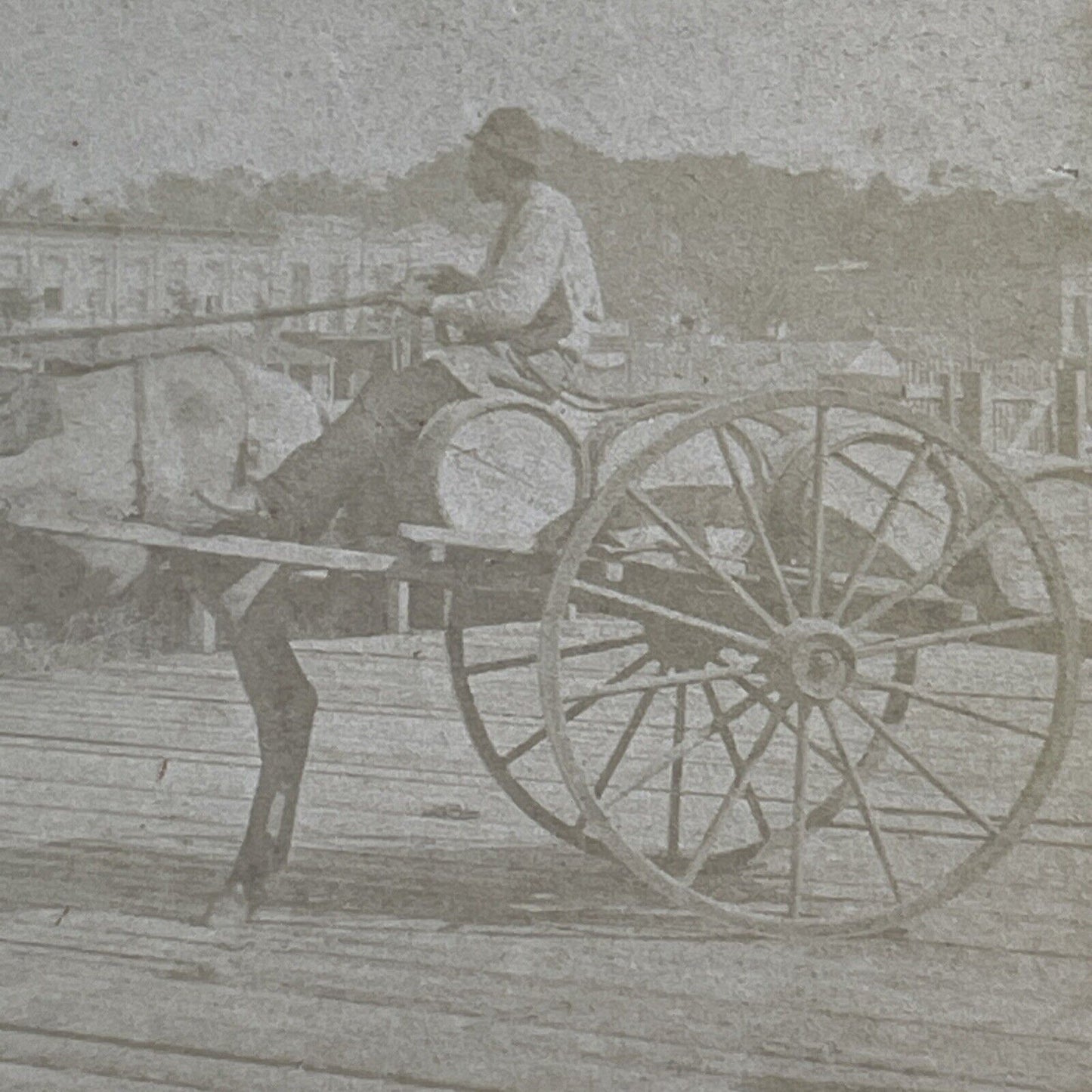 Horse And Buggy Hauls Rum Barrels New Orleans LA Stereoview Antique c1865 X1620