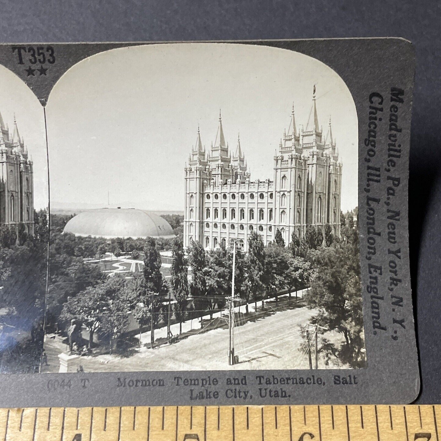 Antique 1910s Mormon Temple Church Salt Lake City UT Stereoview Photo Card V2833