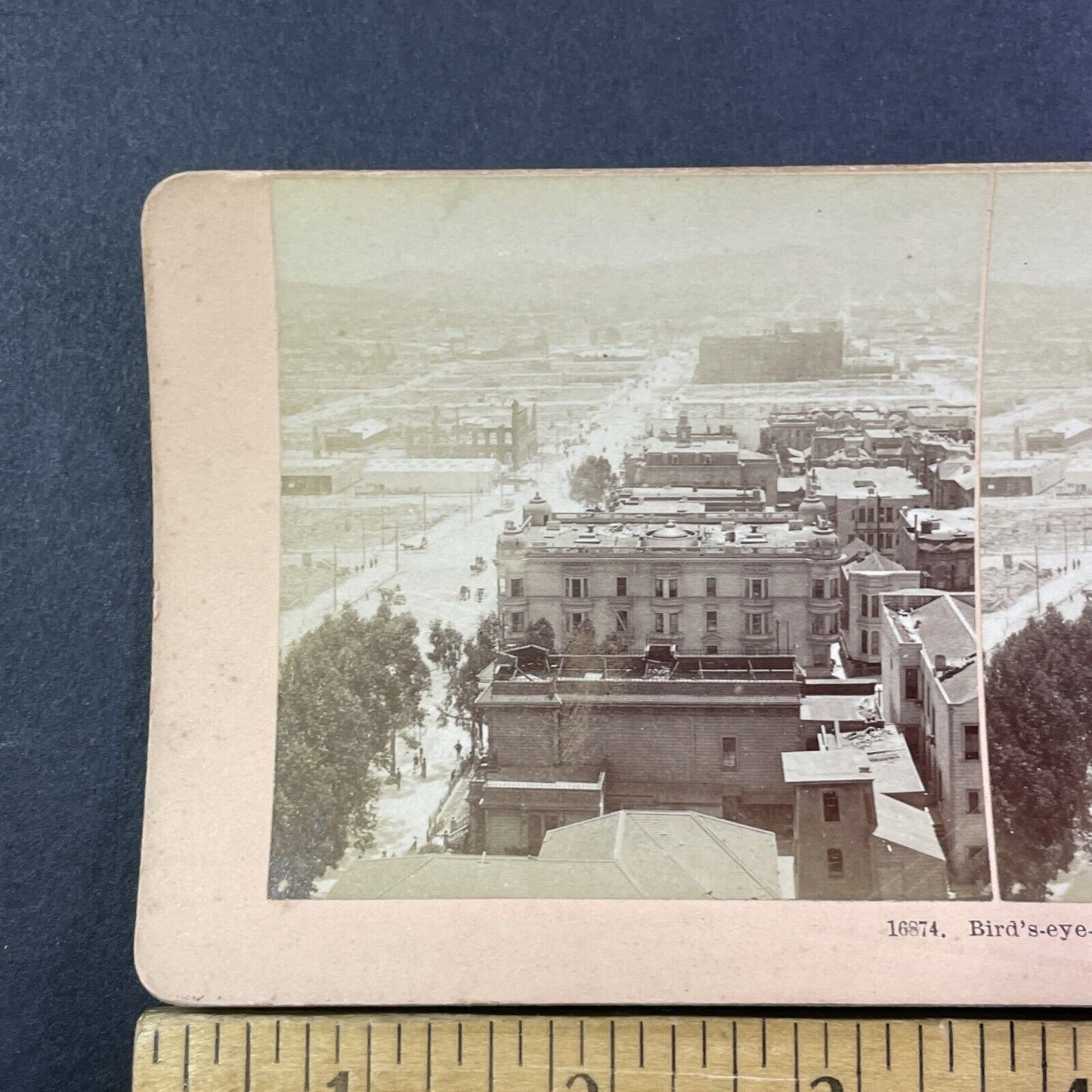 San Francisco Earthquake Van Ness Avenue Stereoview Photo Card Antique 1906 X819