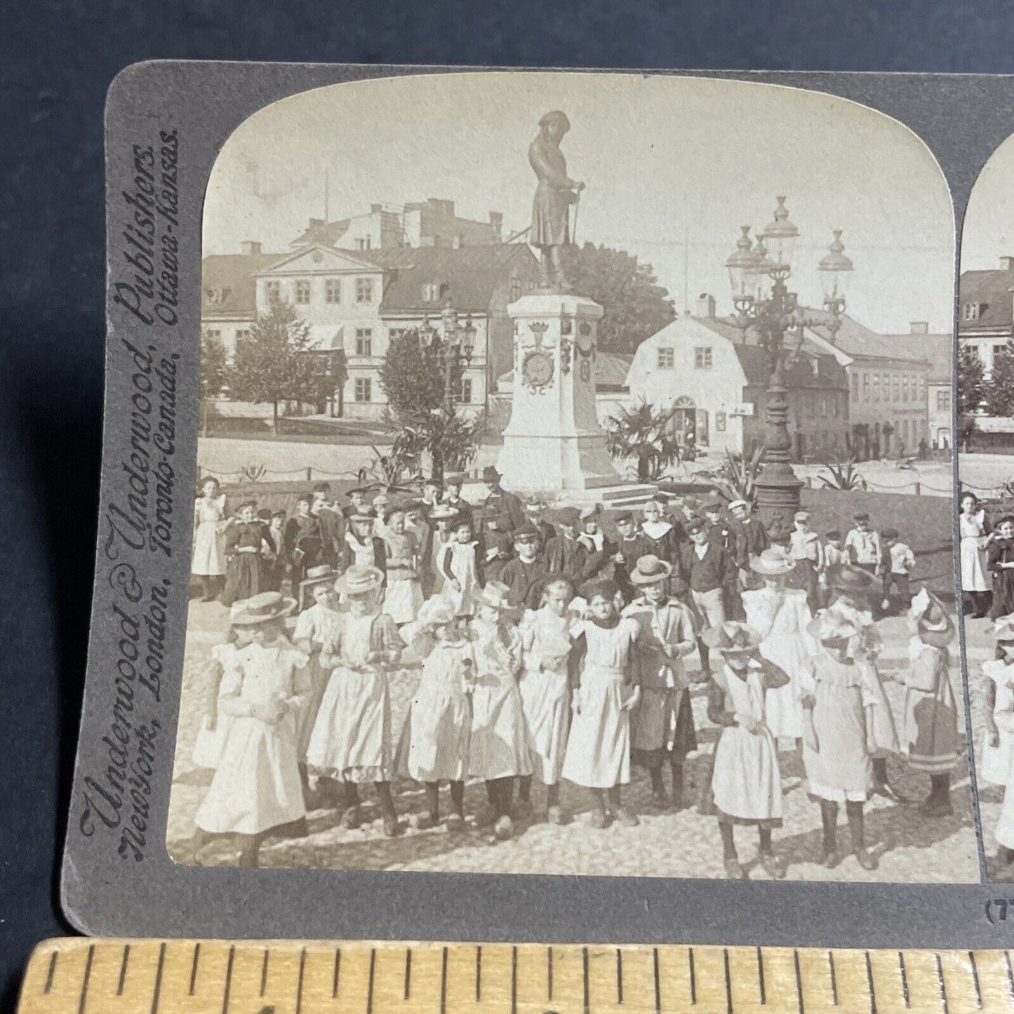 Antique 1905 Sweden Children In Karlskrona Sweden Stereoview Photo Card P5196