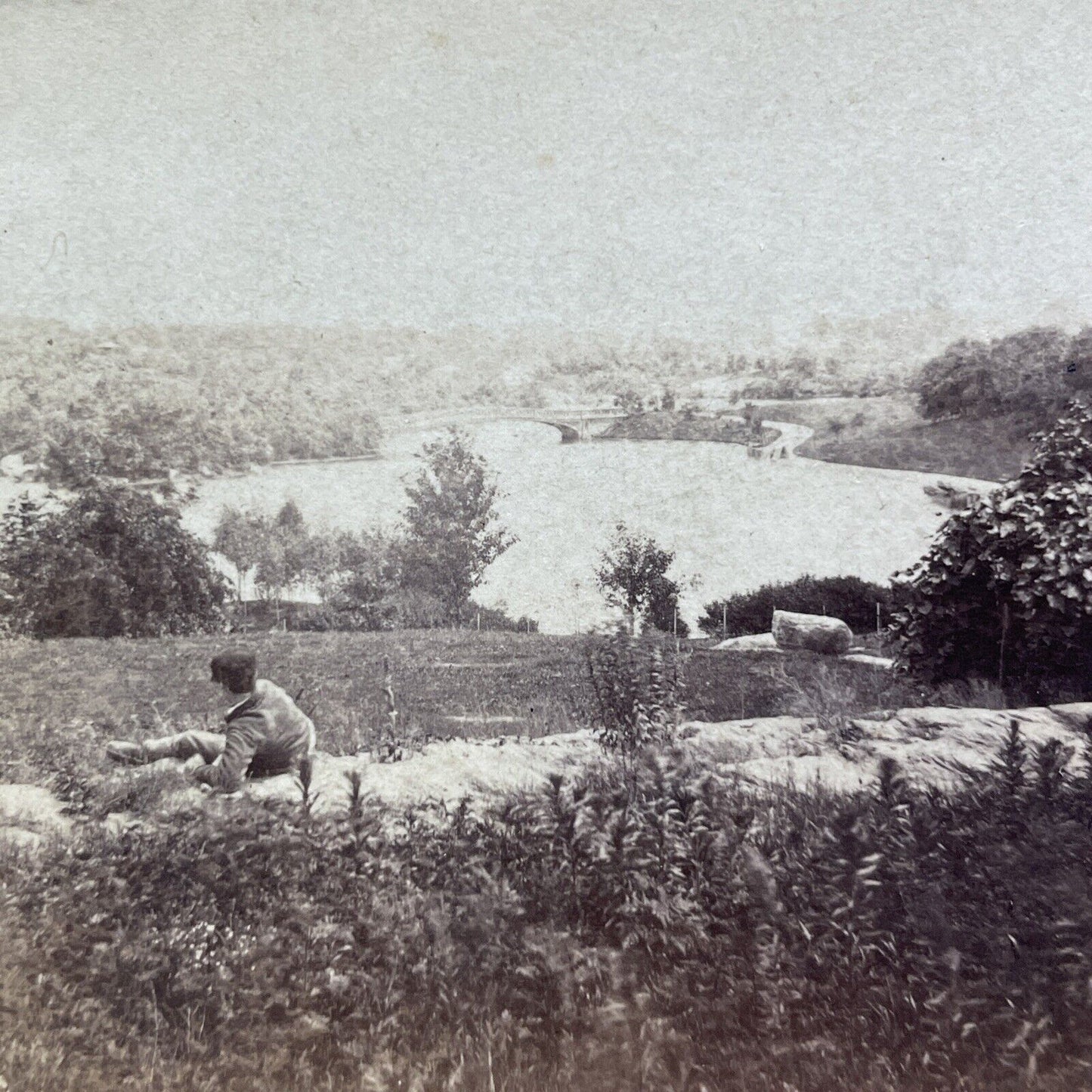 Antique 1863 Central Park Manhattan New York City Stereoview Photo Card V3419